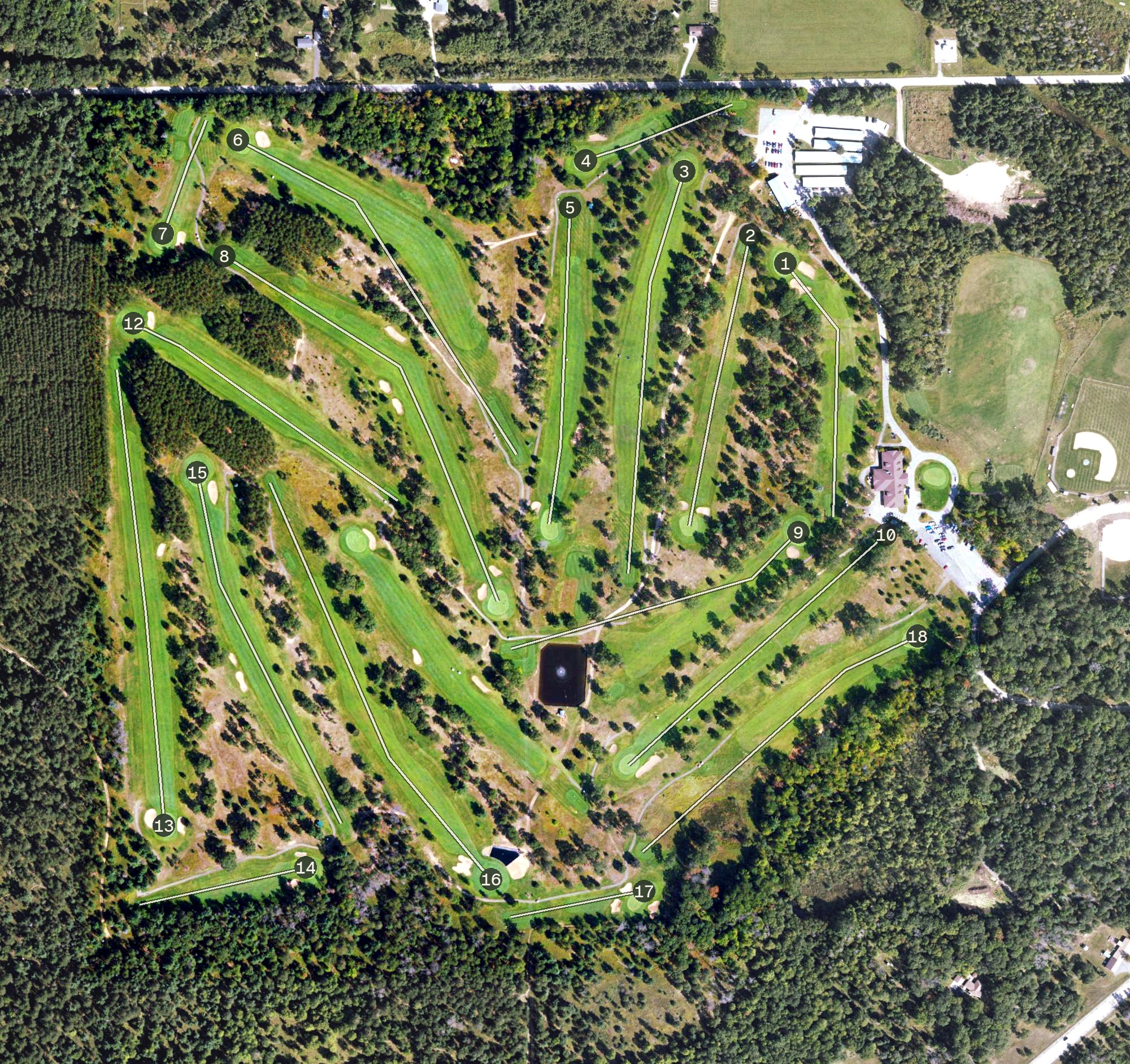 Aerial view of Oak Crest Golf Course, MI