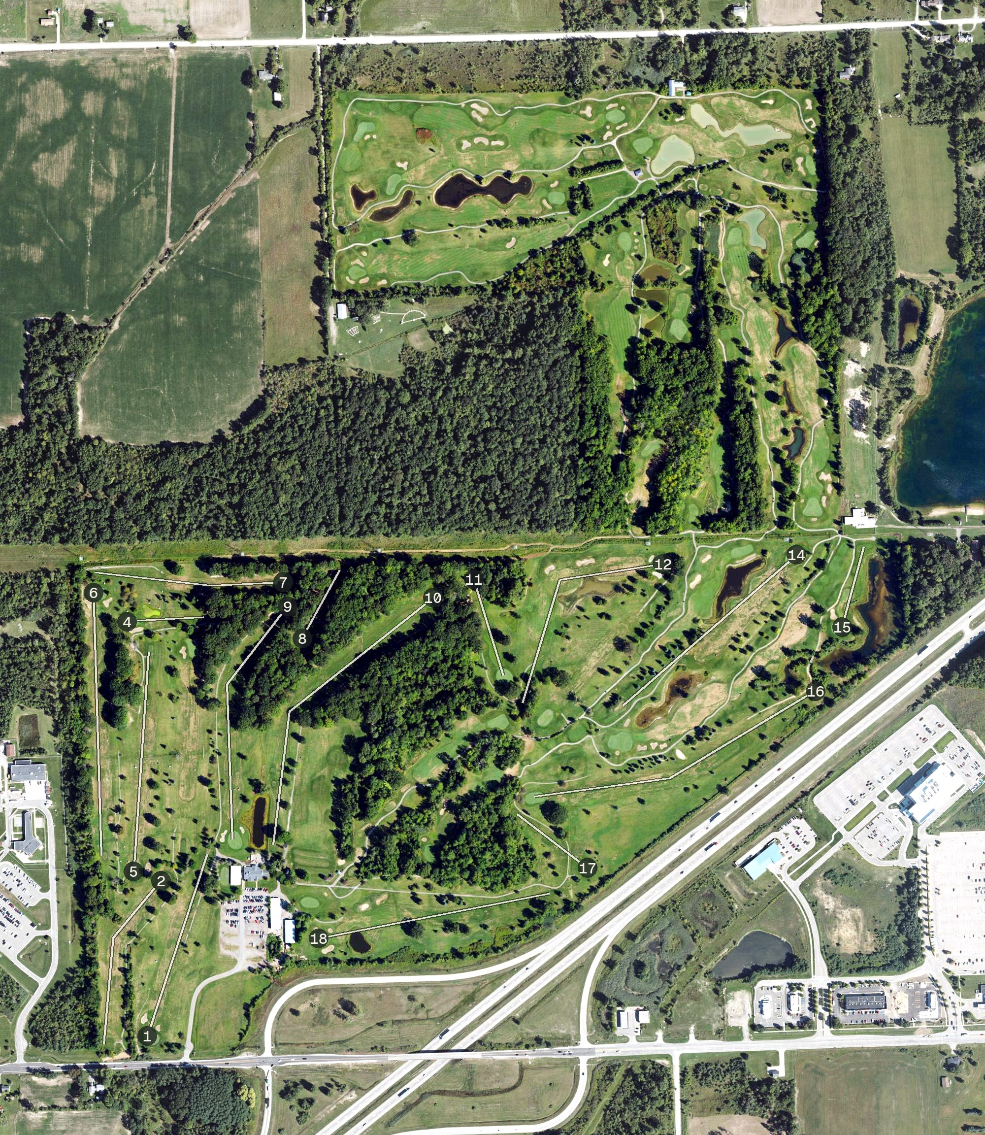 Aerial view of Oak Ridge Golf Club, MI