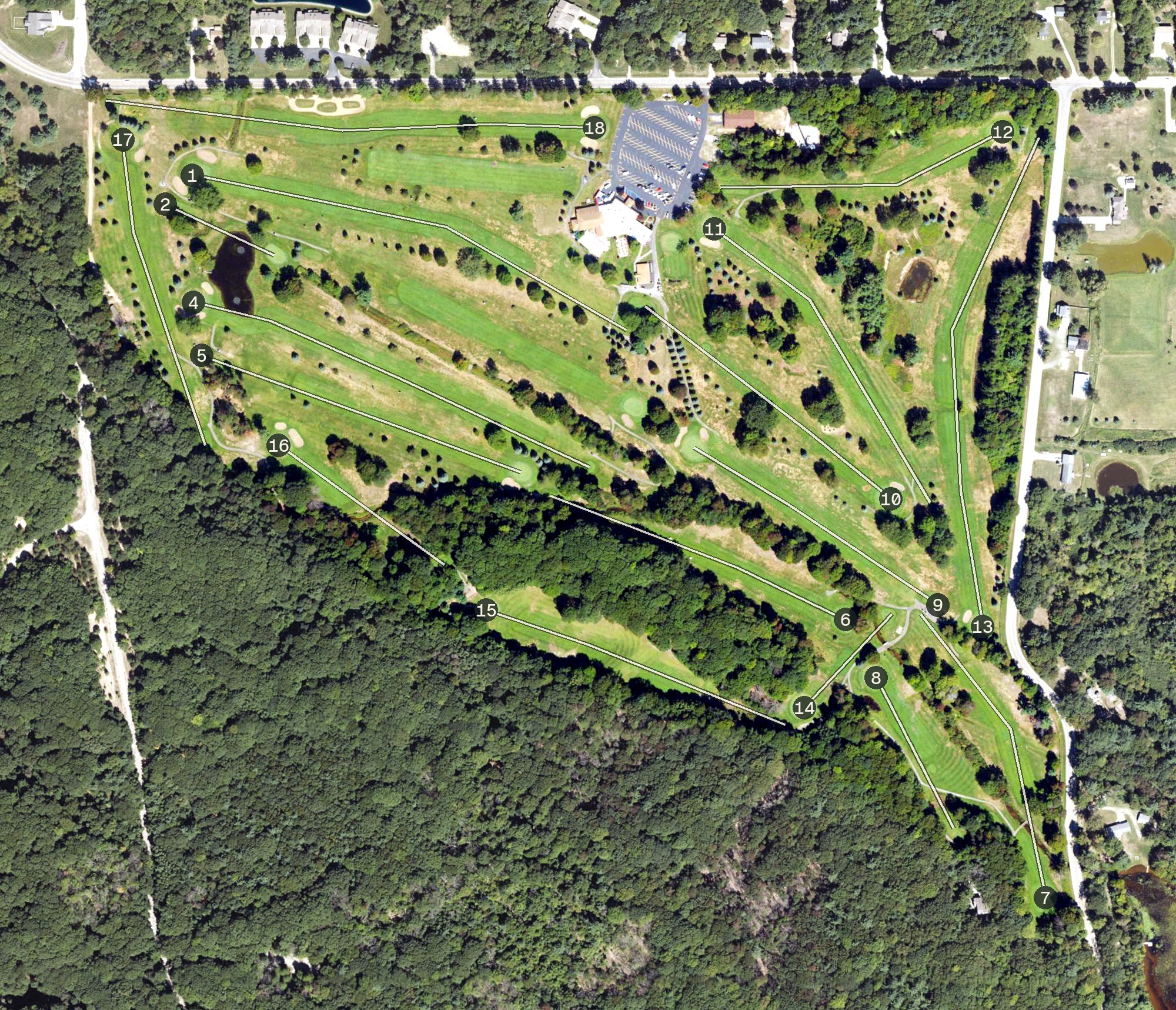 Aerial view of Oak Ridge Golf Club, MI