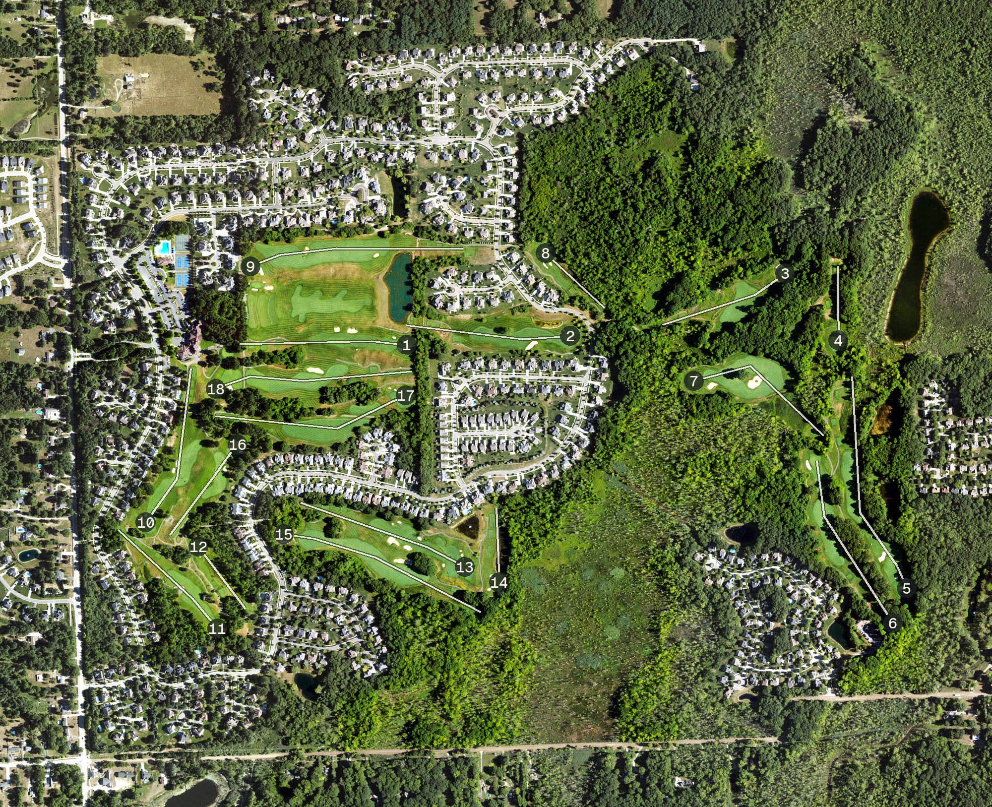 Aerial view of Oakhurst Golf & Country Club, MI
