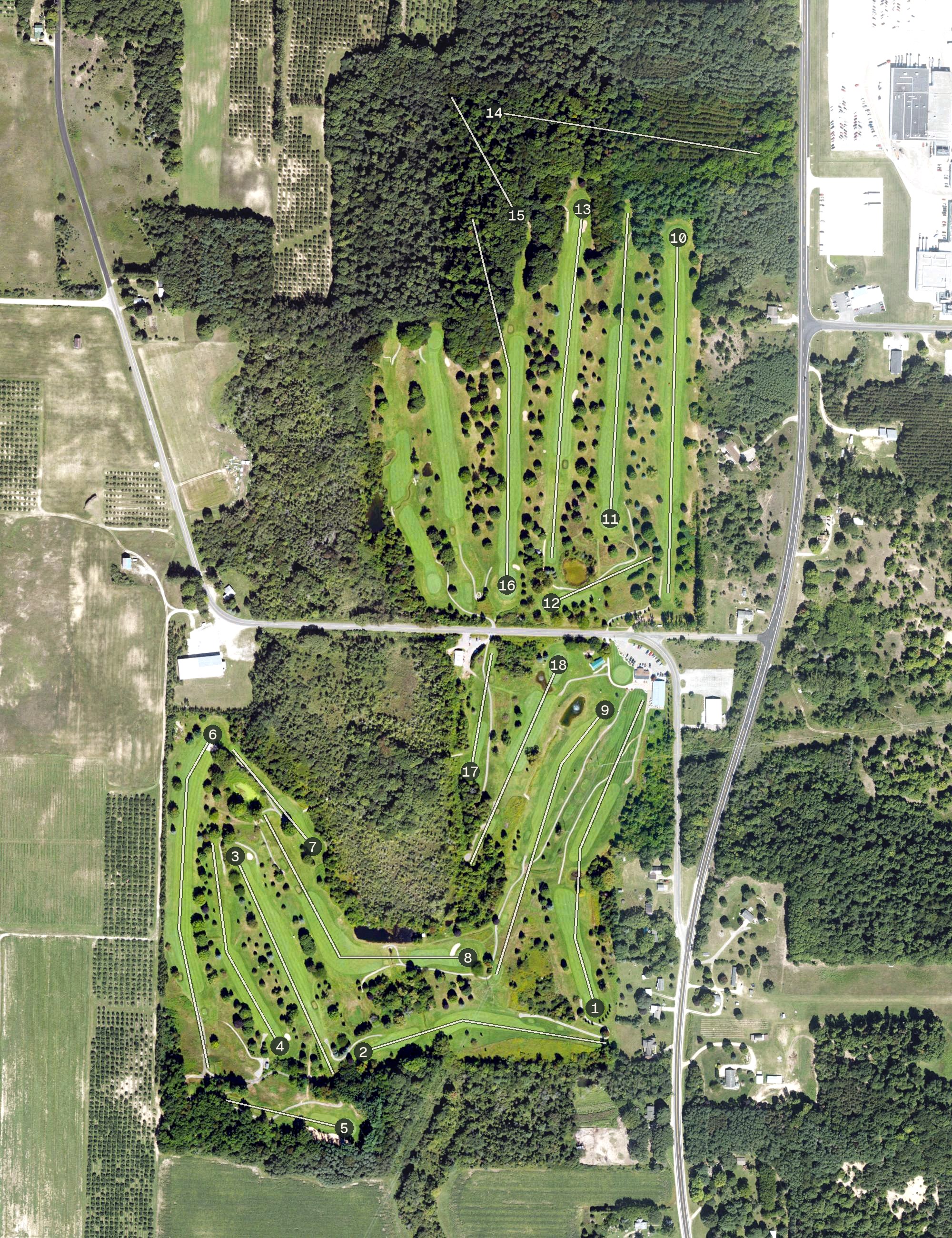 Aerial view of Oceana Golf Club, MI
