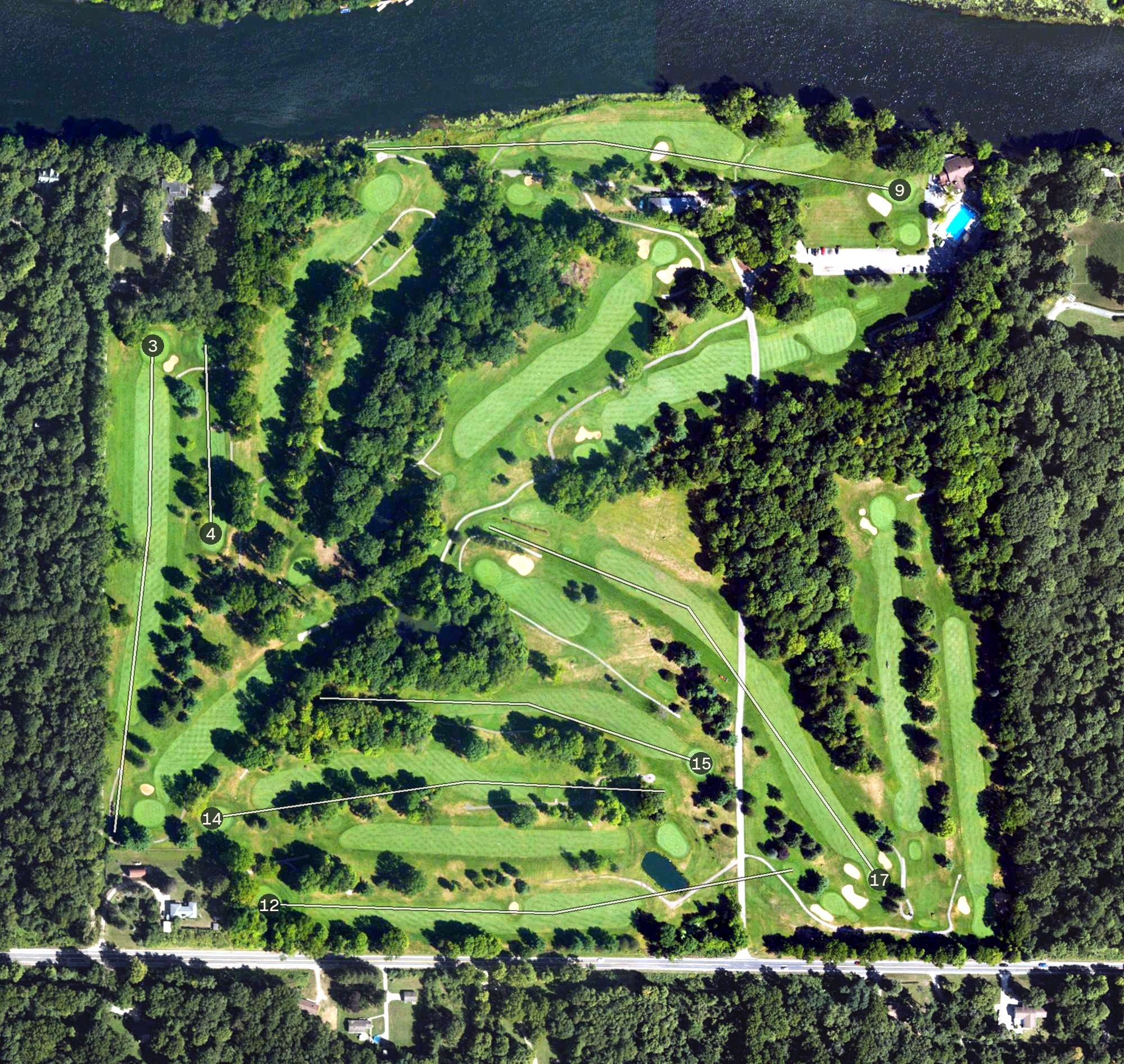 Aerial view of Orchard Hill Country Club, MI