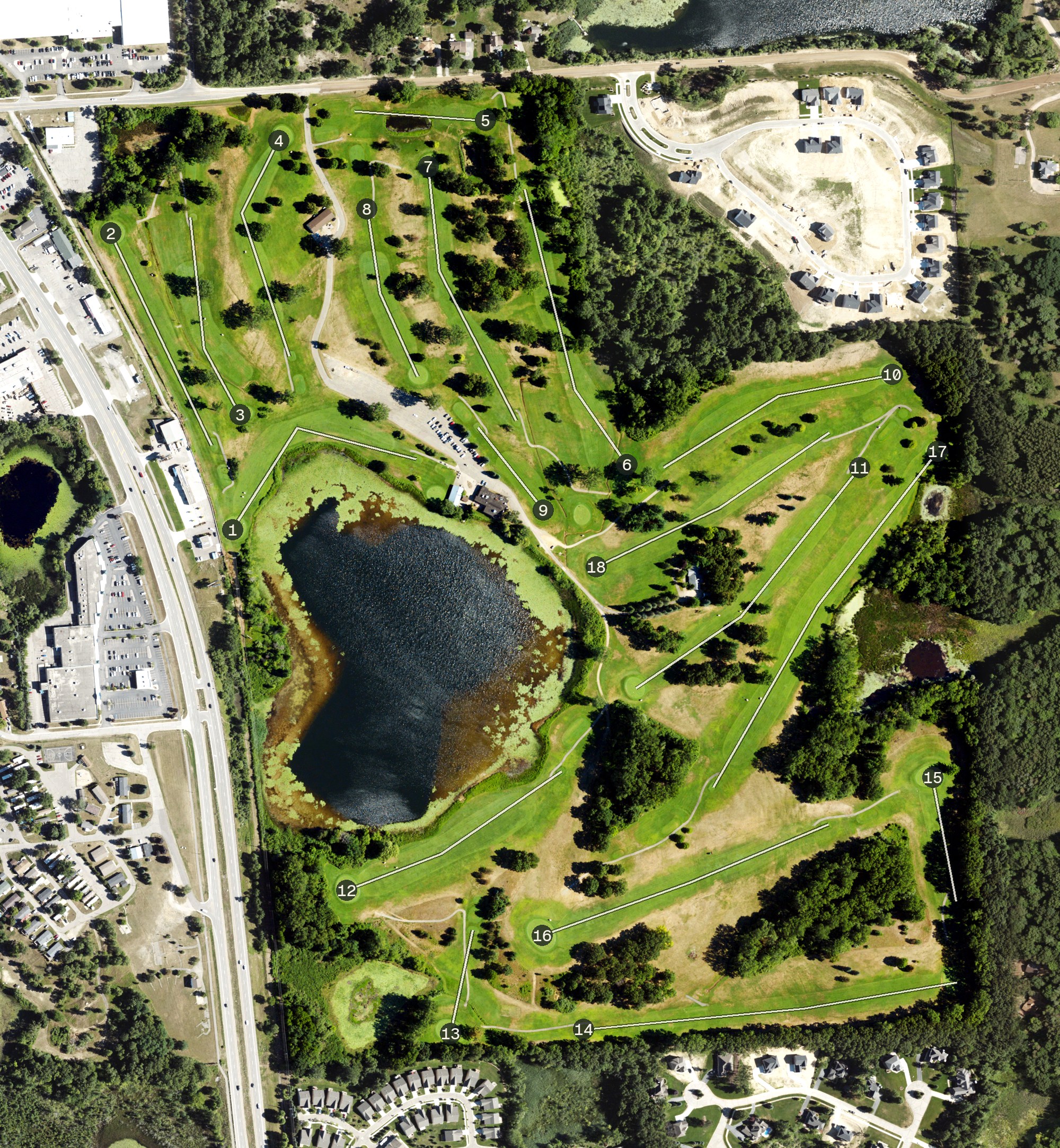 Aerial view of Oxford Hills Country Club, MI