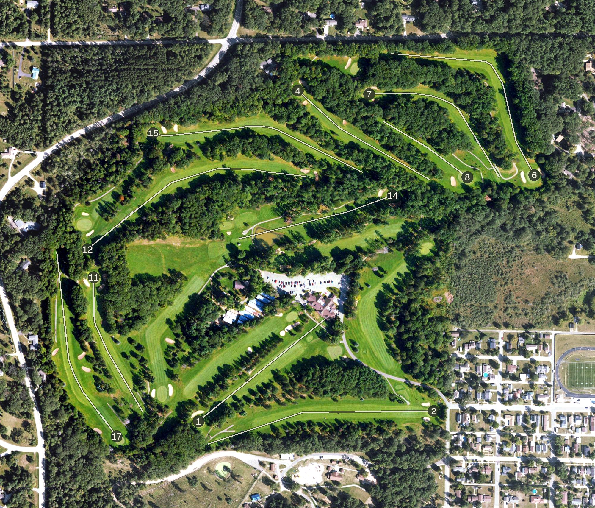 Aerial view of Pine Grove Country Club, MI