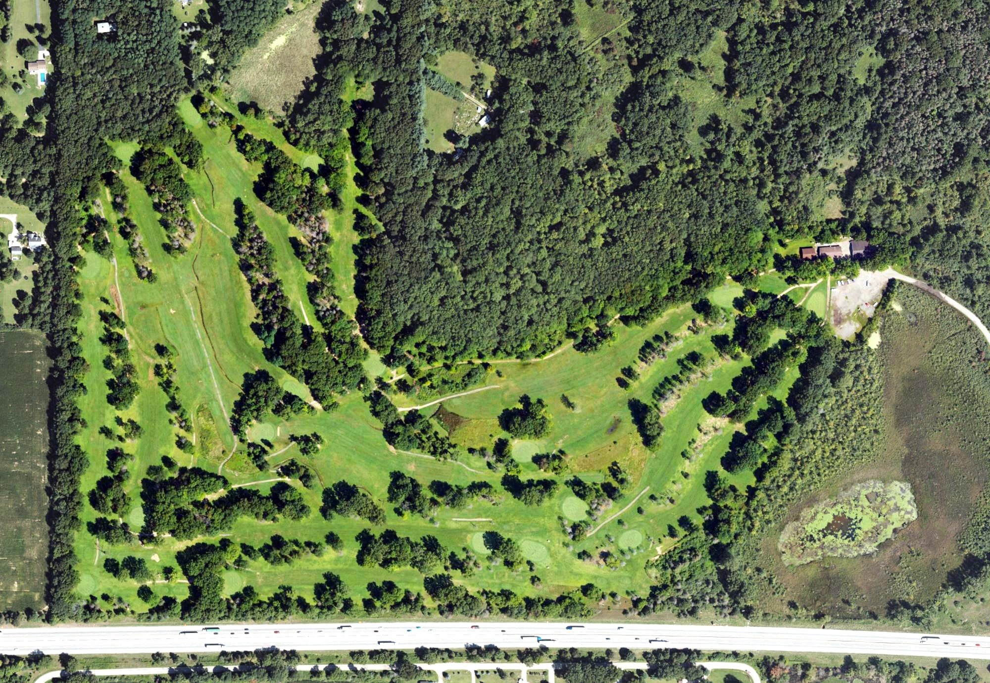Aerial view of Pine Hollow Golf Club, MI