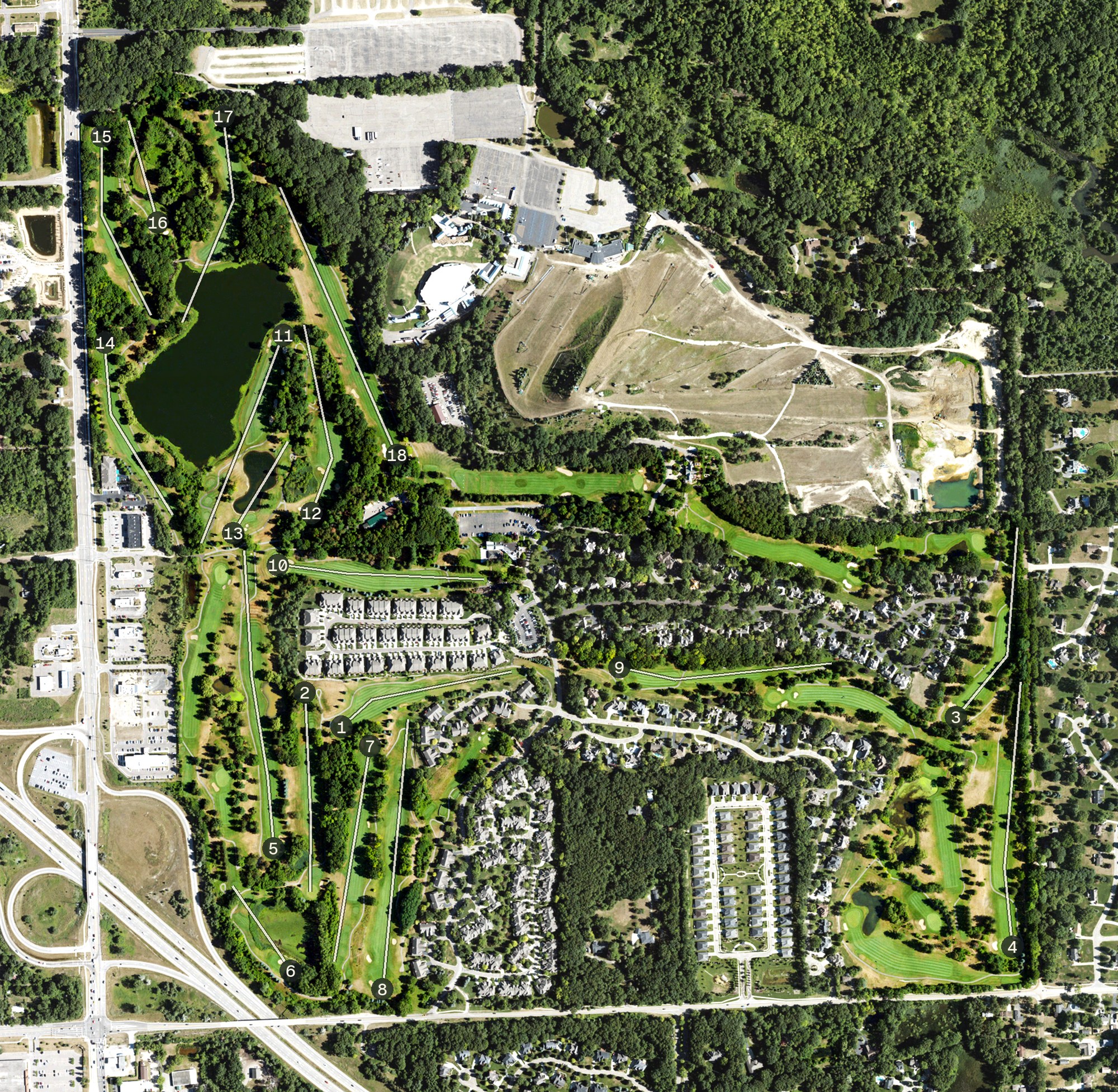 Aerial view of Pine Knob Golf Club, MI
