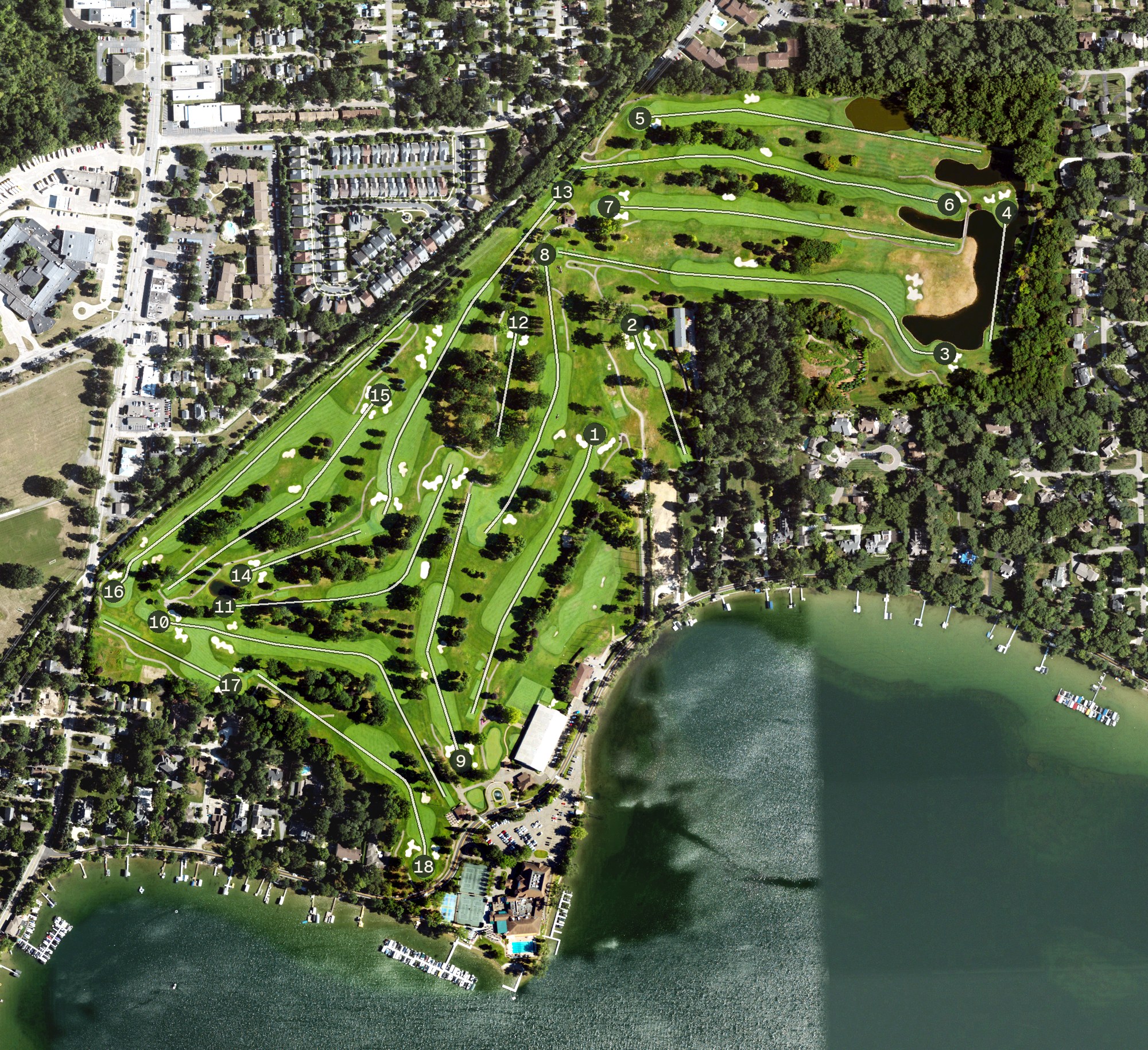 Aerial view of Pine Lake Country Club, MI