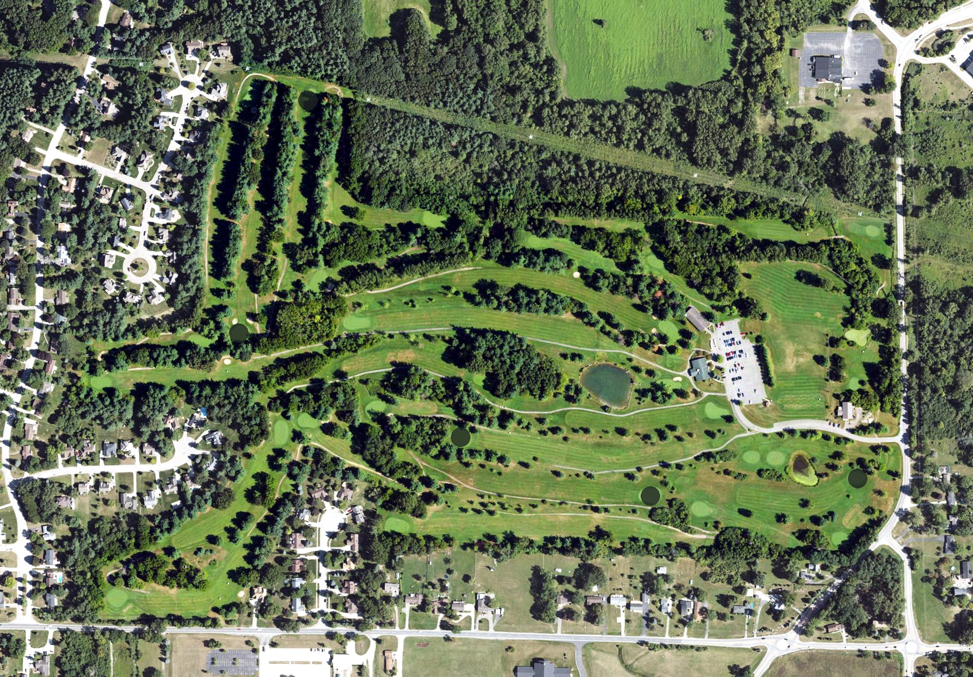 Aerial view of Pine View Golf Course, MI