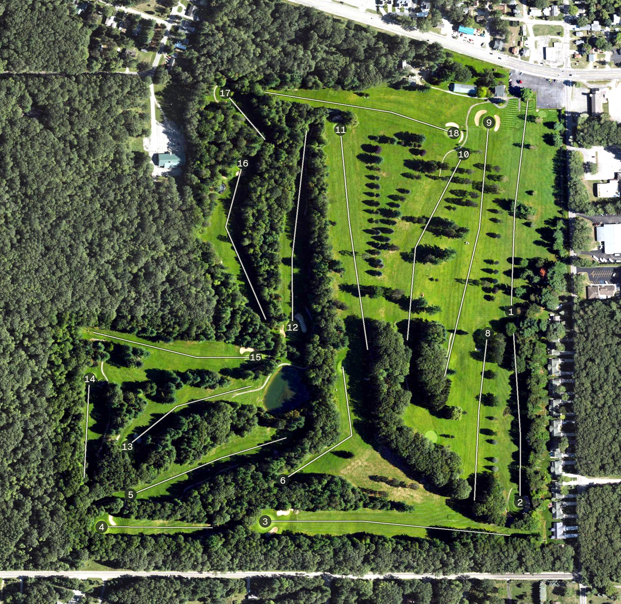 Aerial view of Pine View Highlands, MI