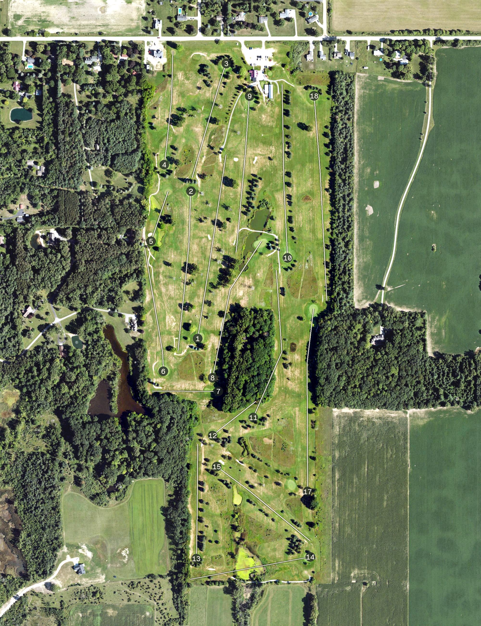 Aerial view of Pleasant Hills Golf Course, MI