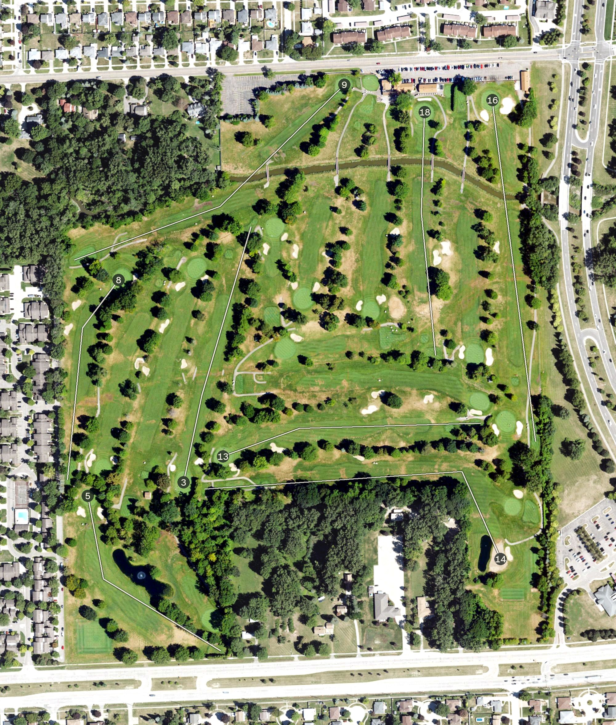 Aerial view of Plum Brook Golf Course, MI