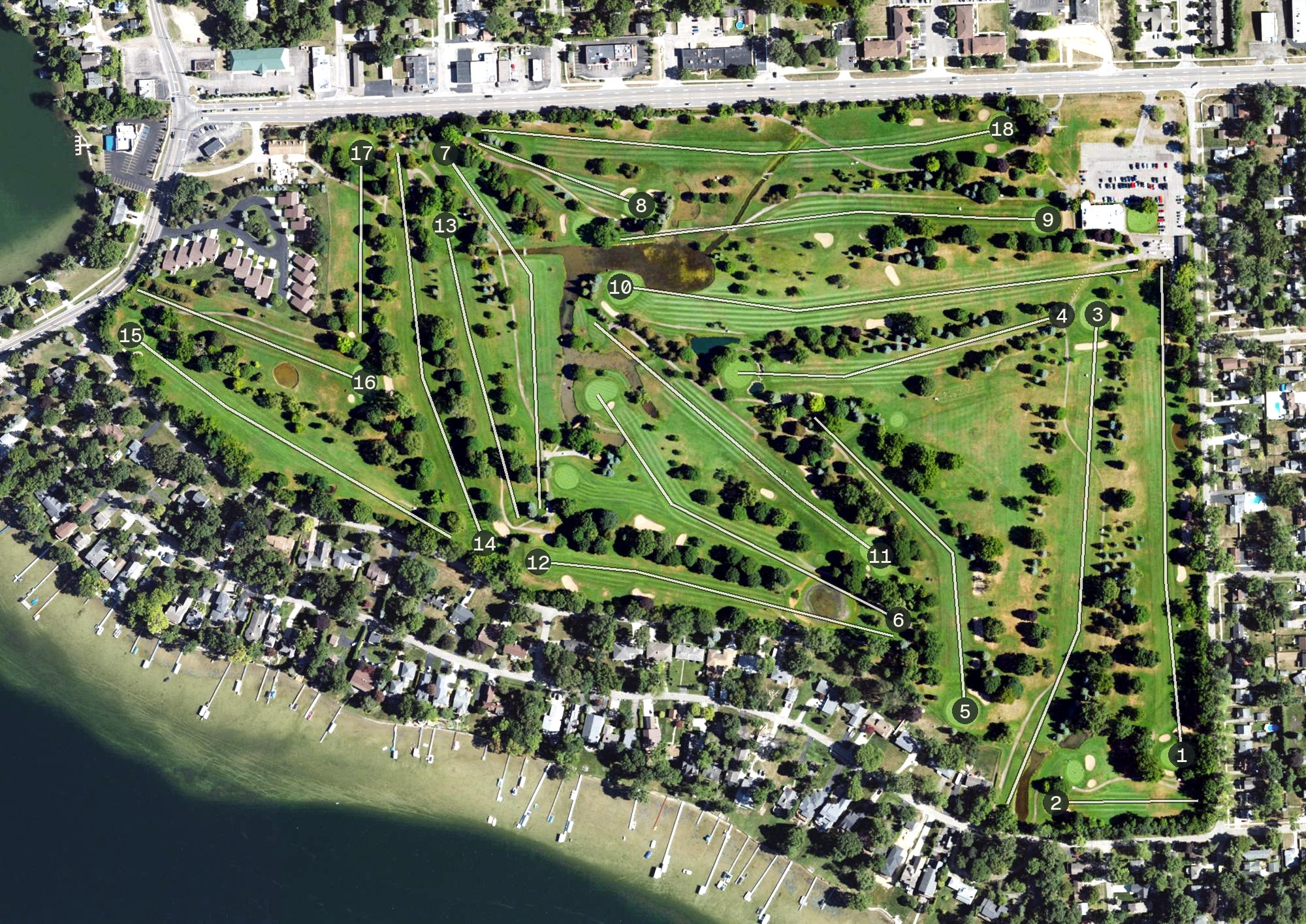 Aerial view of Pontiac Country Club, MI