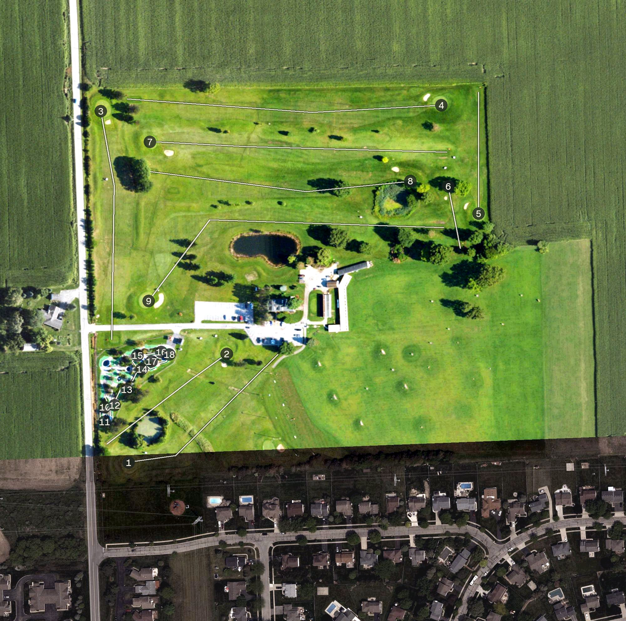 Aerial view of Quarry Ridge Golf Center, MI