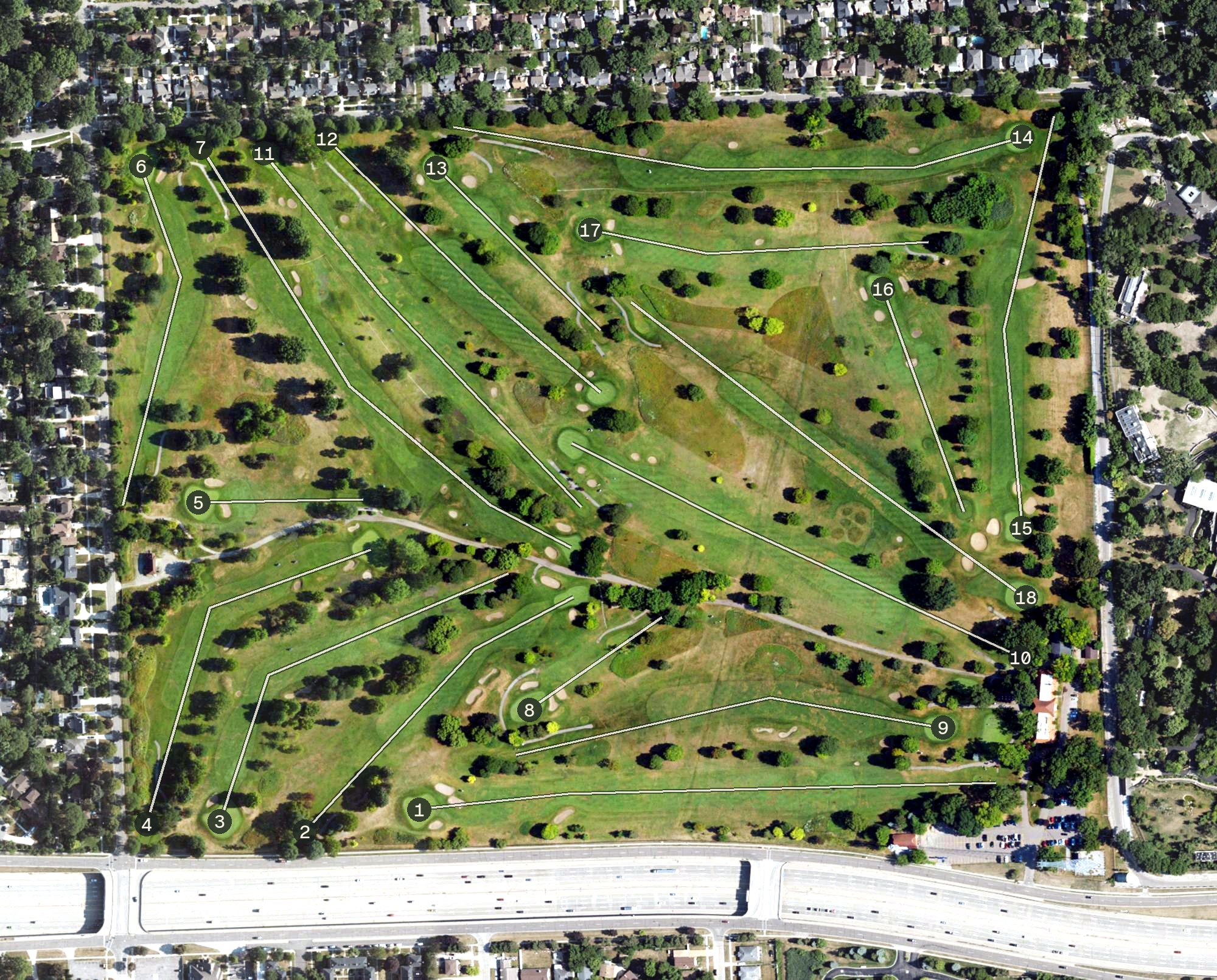 Aerial view of Rackham Golf Course, MI
