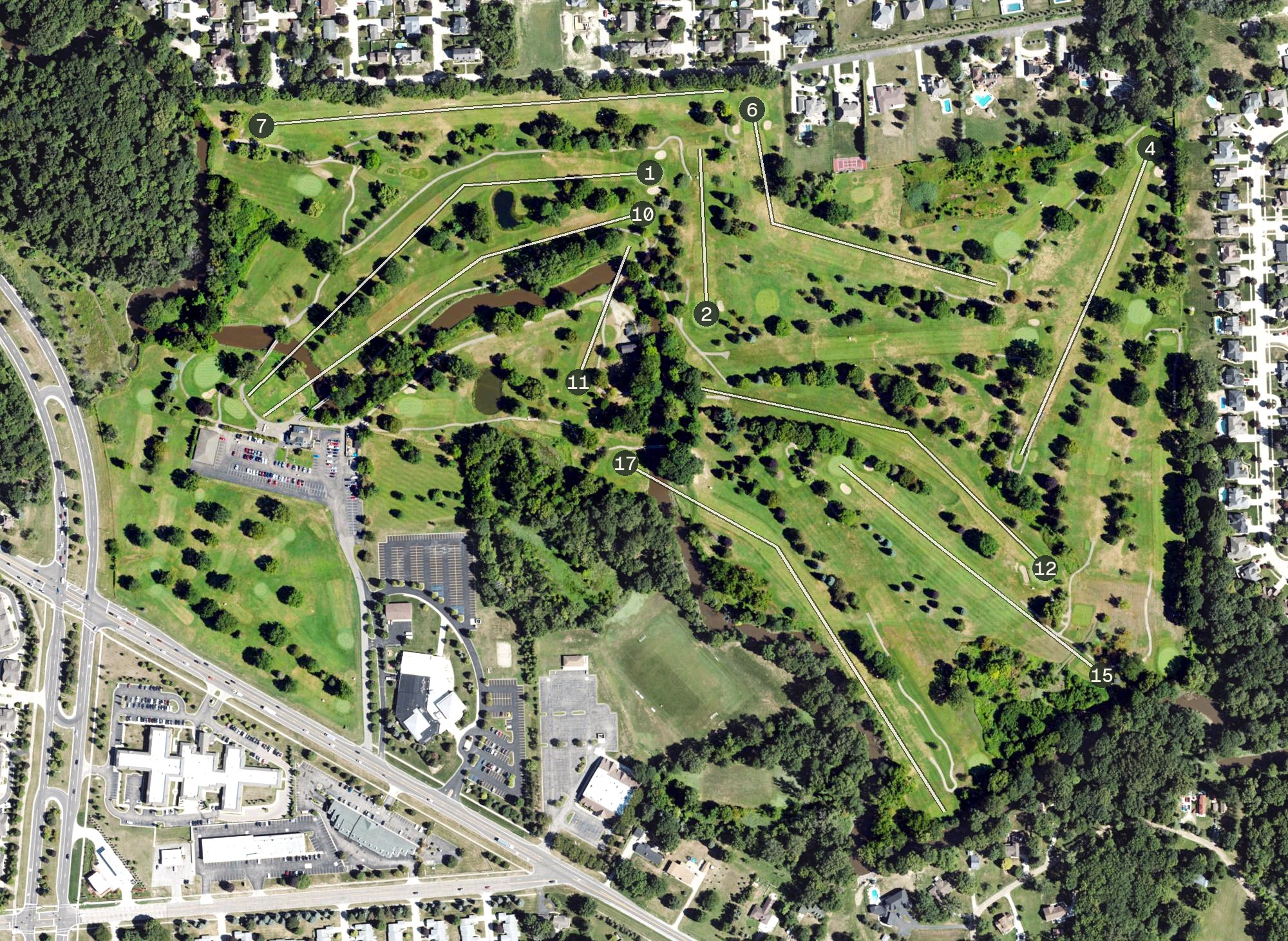 Aerial view of Rammler Golf Club, MI