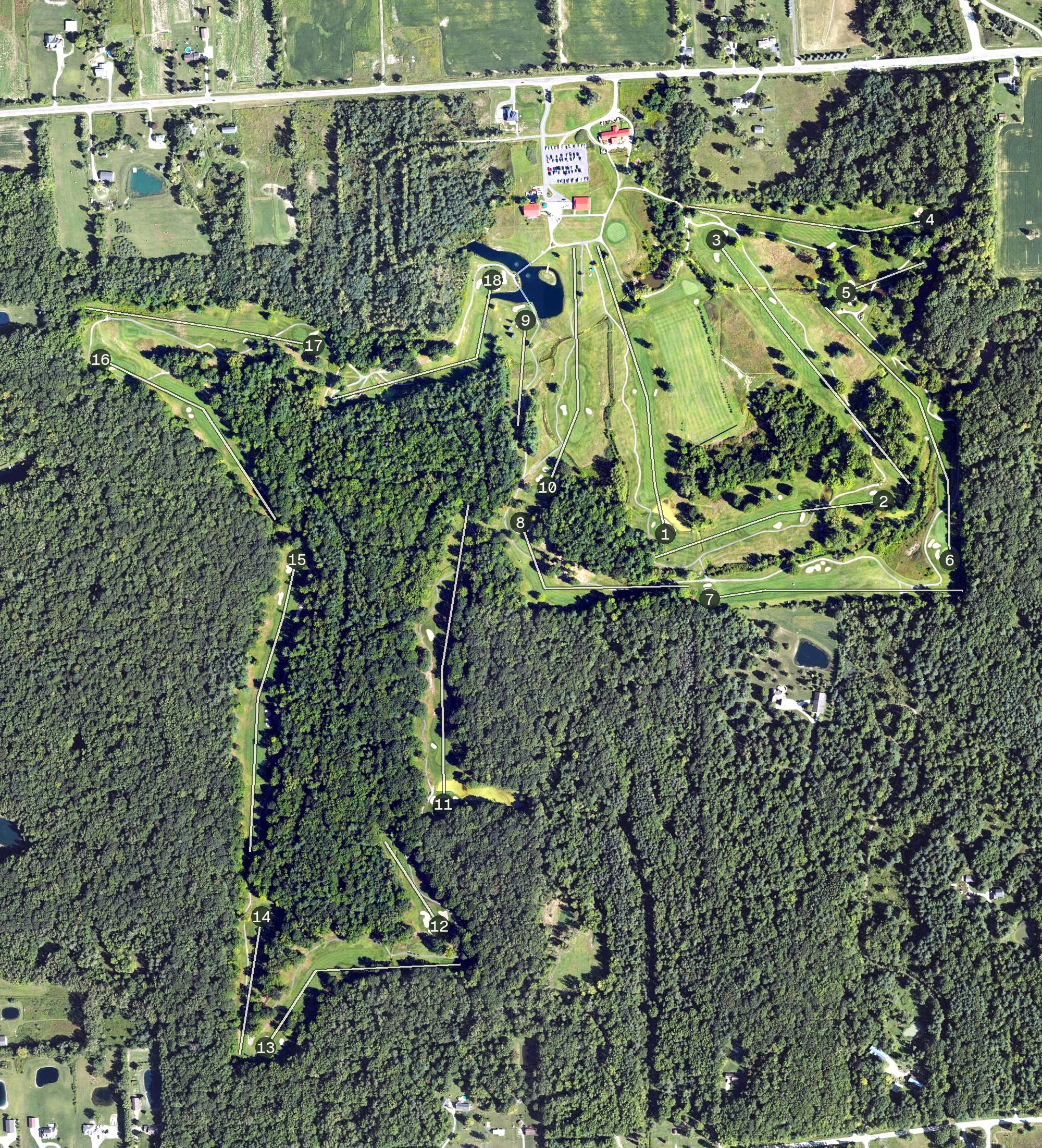 Aerial view of Rattle Run Golf Course, MI