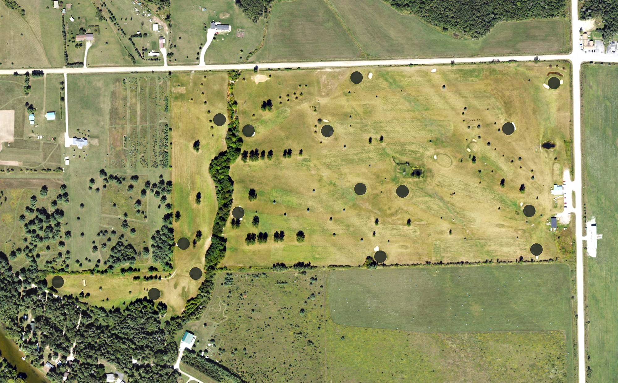 Aerial view of Rippling Rapids Golf Club, MI