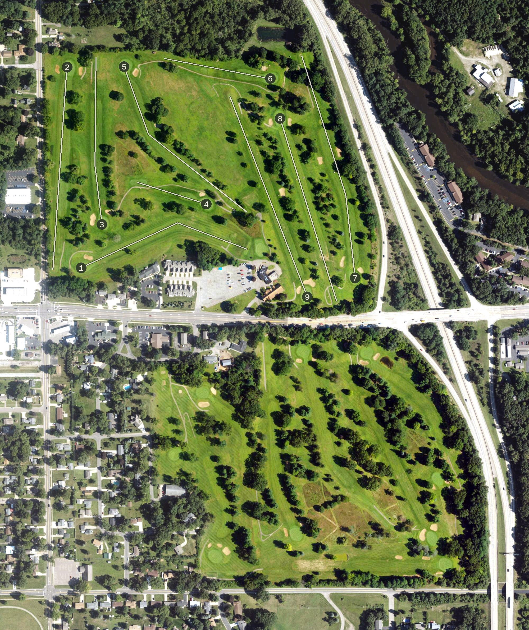 Aerial view of Riverside Country Club, MI