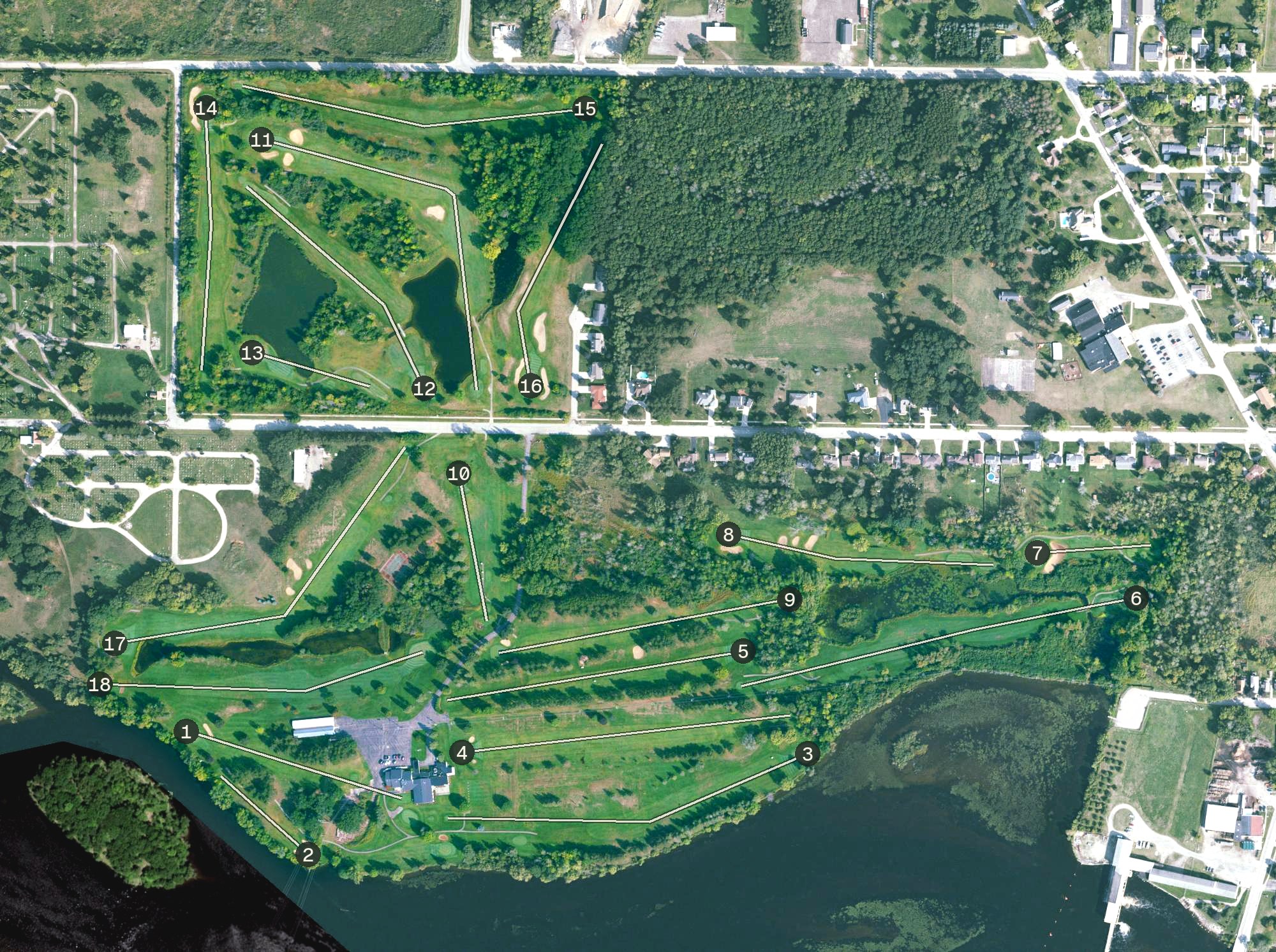 Aerial view of Riverside Country Club, MI
