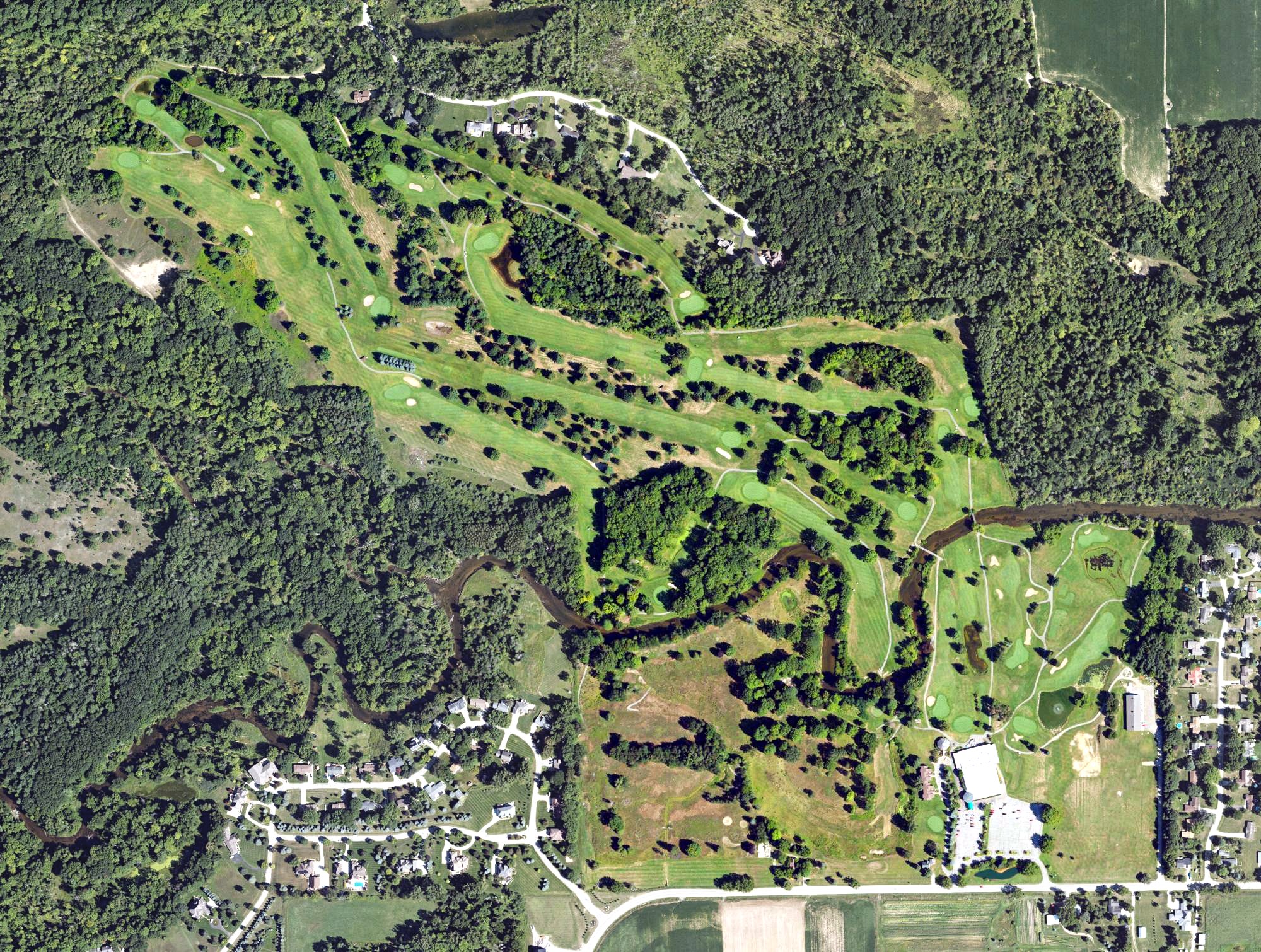 Aerial view of Riverwood Resort, MI
