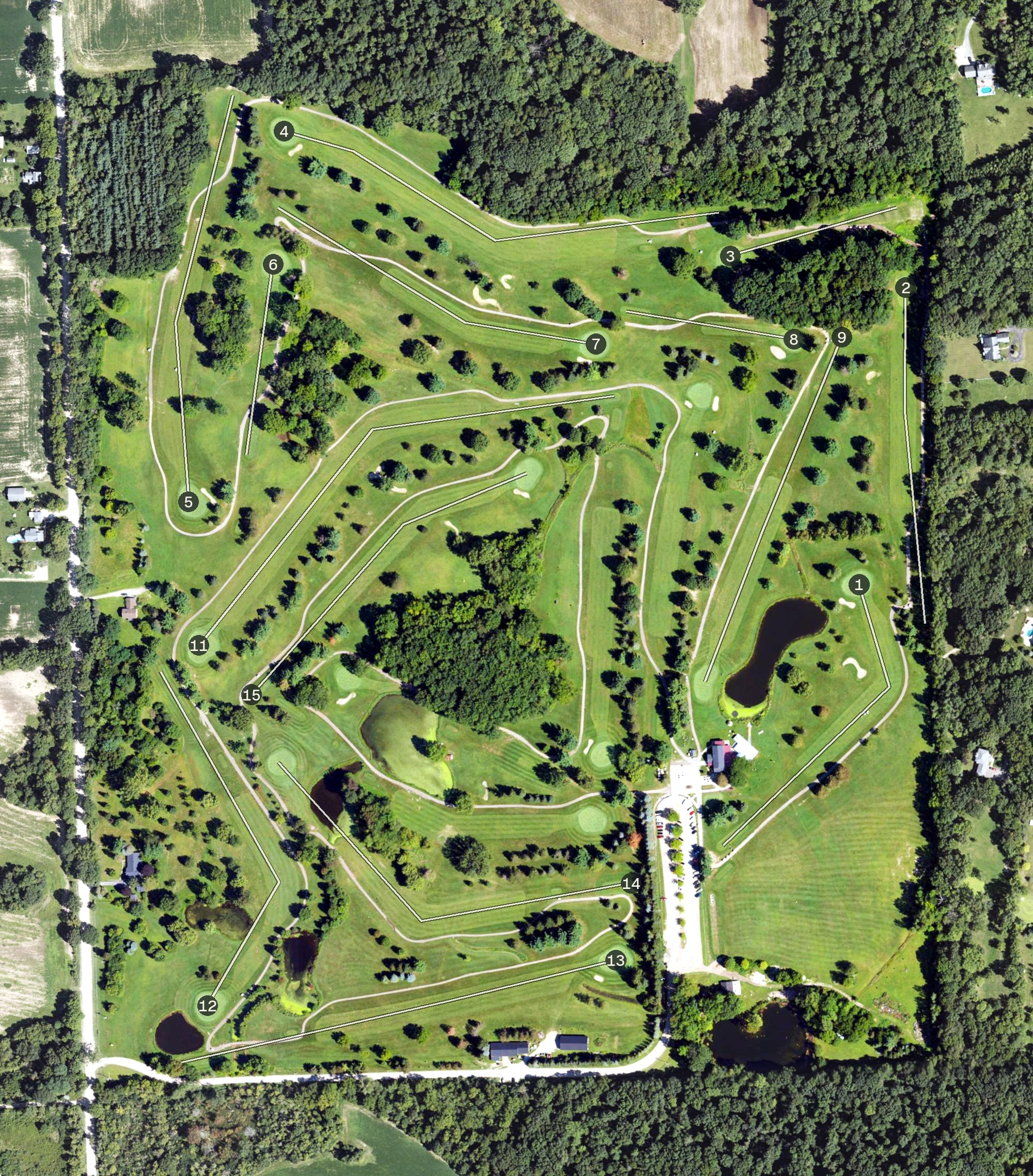 Aerial view of Rolling Meadows Golf Course, MI