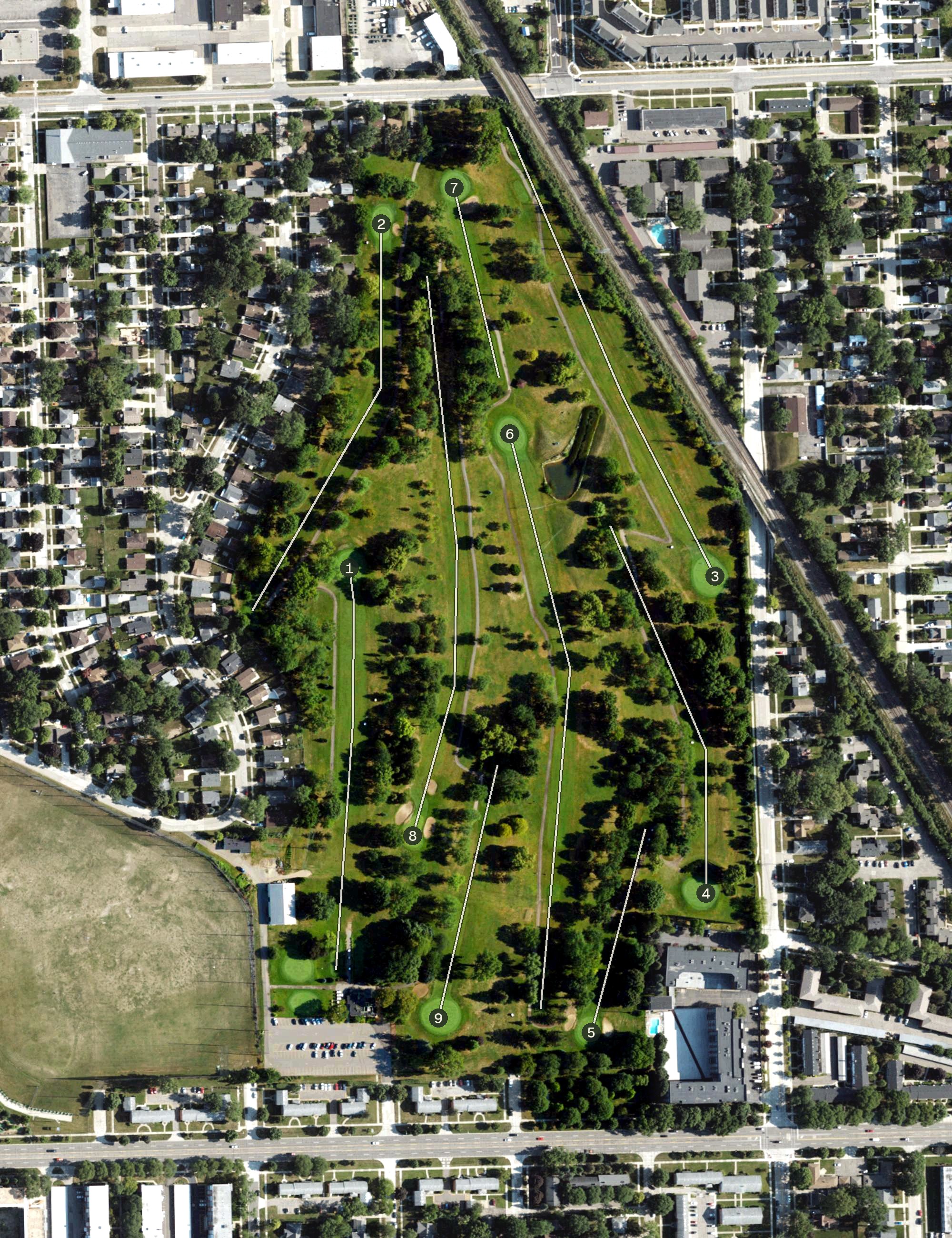 Aerial view of Royal Oak Golf Club, MI