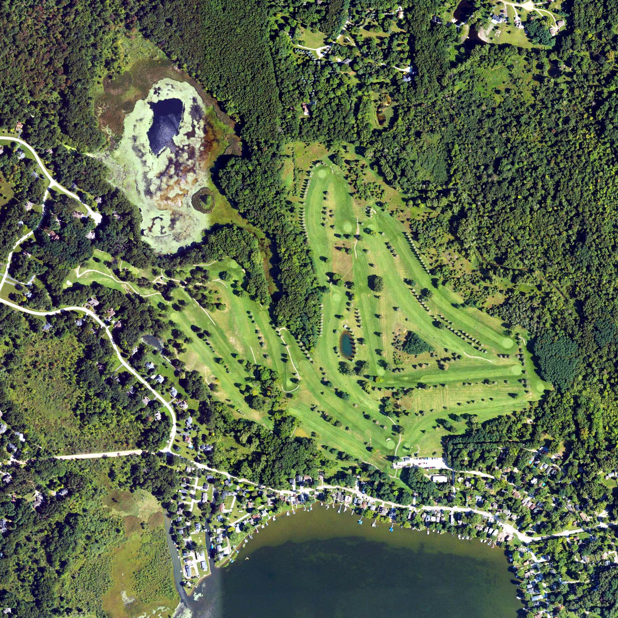 Aerial view of Rush Lake Hills Golf Club, MI