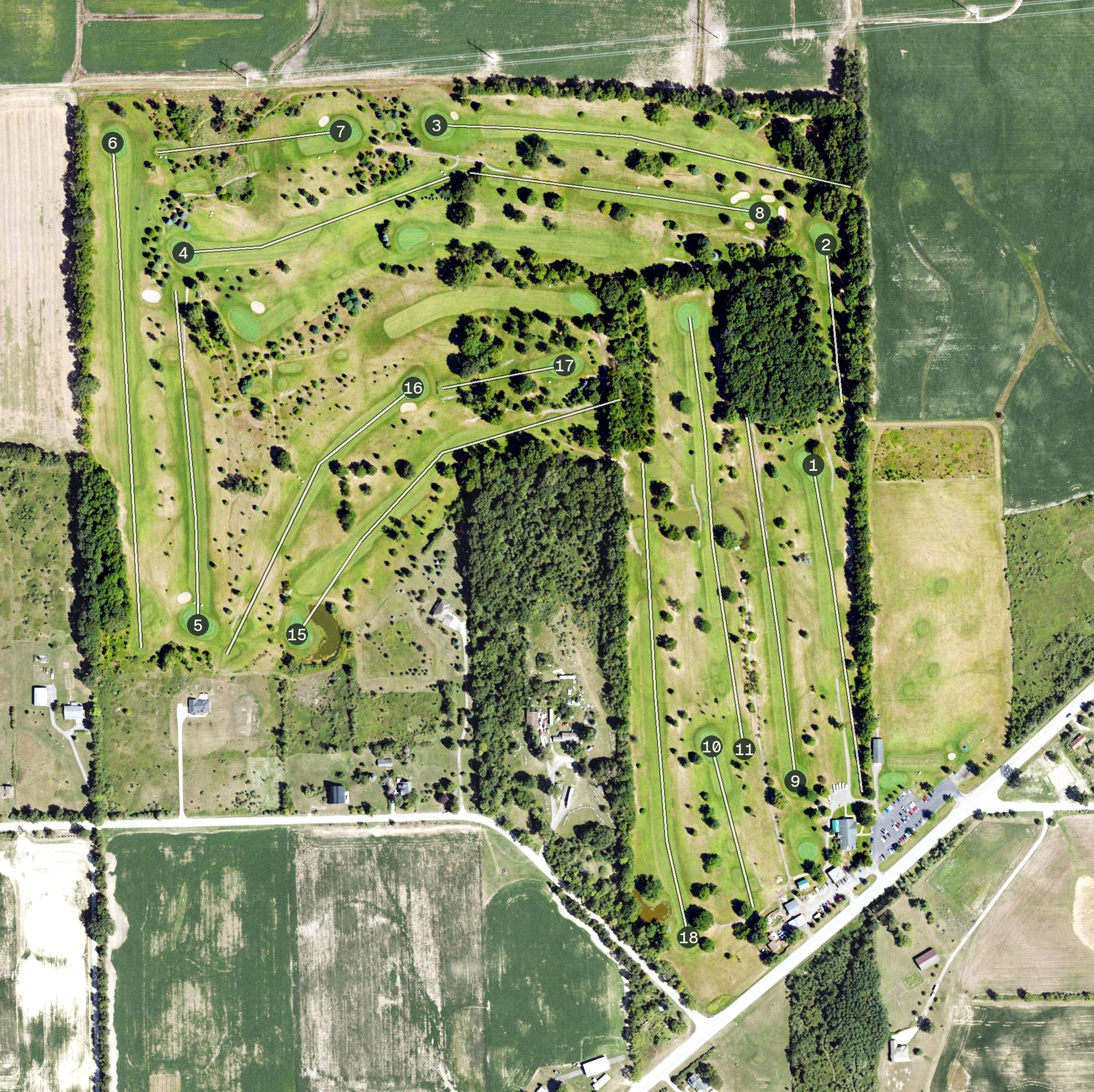 Aerial view of Rustic Glen Golf Course, MI