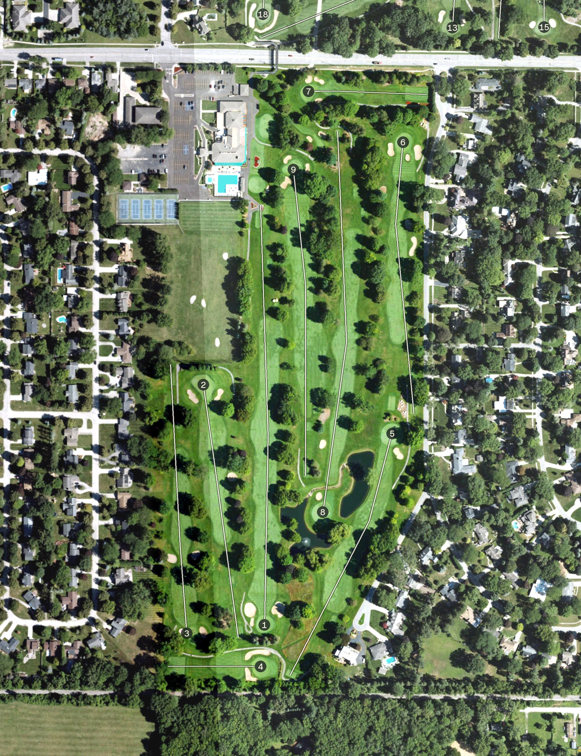 Aerial view of Saginaw Country Club, MI
