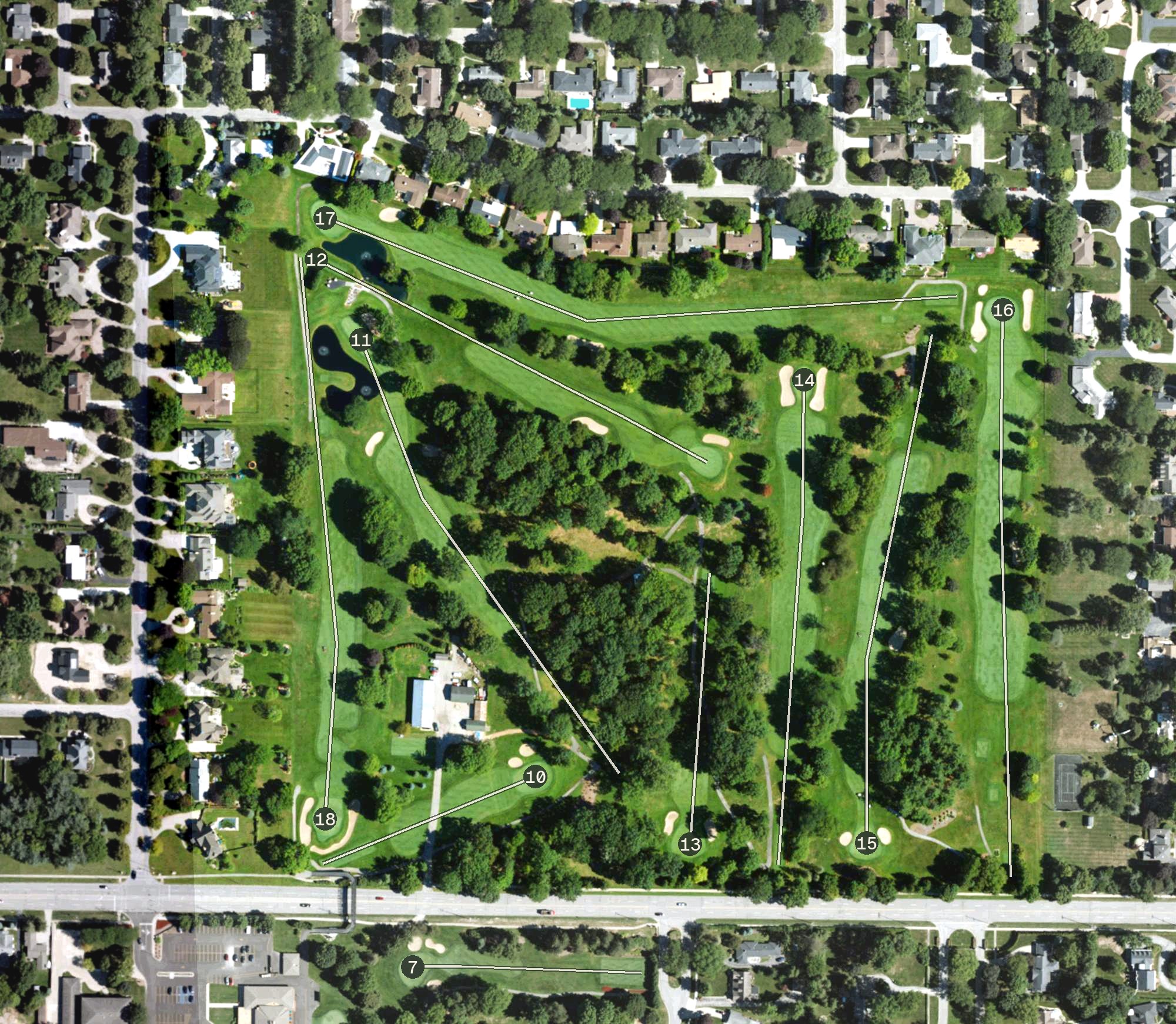 Aerial view of Saginaw Country Club, MI