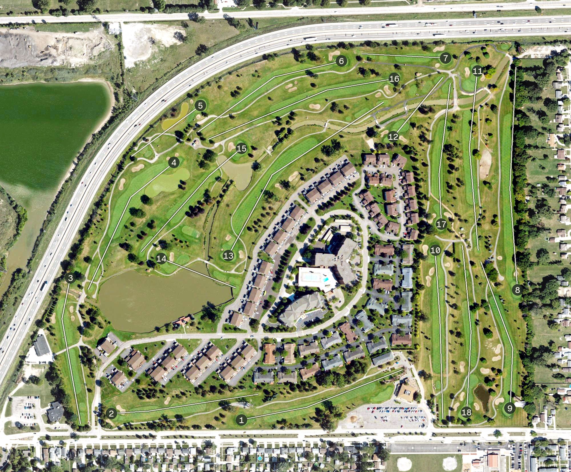 Aerial view of Saint Clair Shores Golf Club, MI