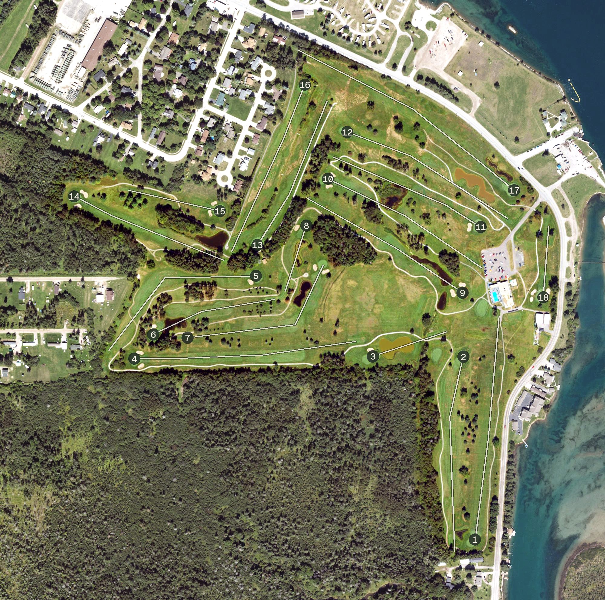 Aerial view of Sault Sainte Marie Country Club, MI