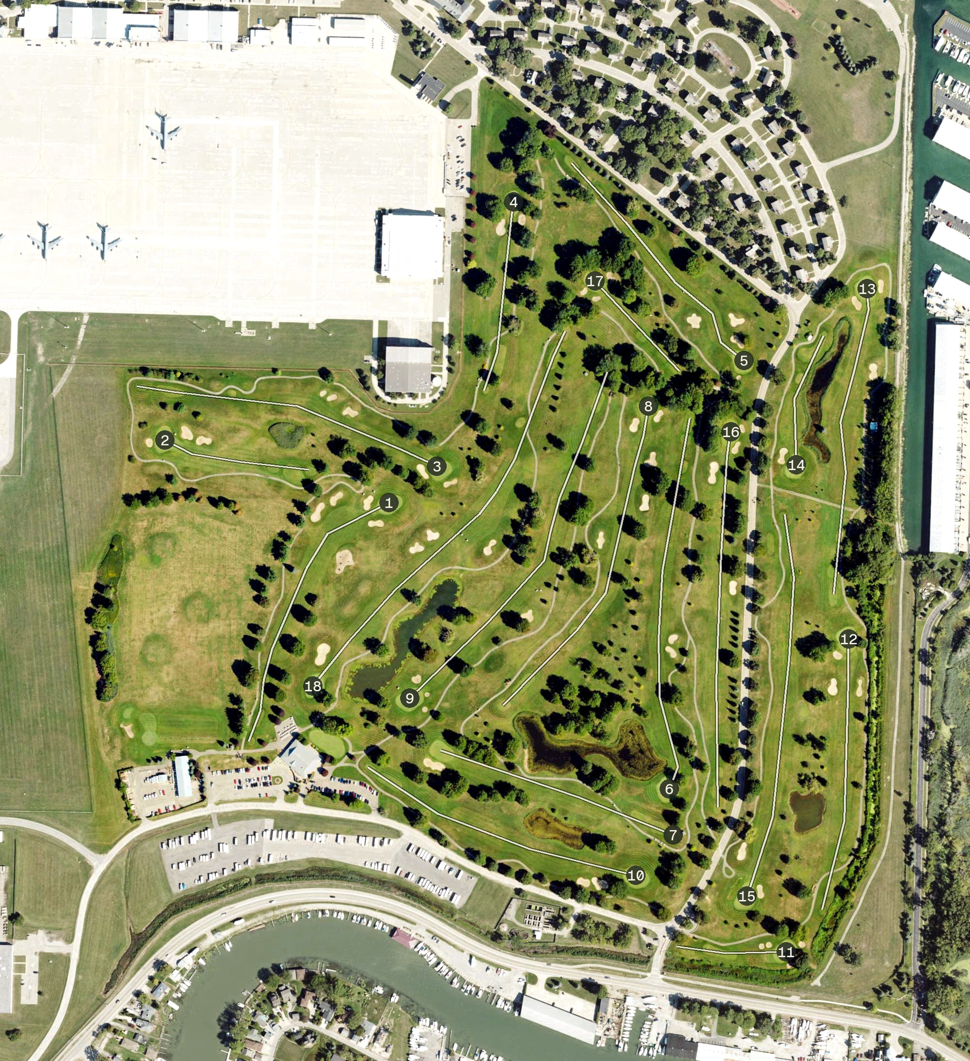 Aerial view of Selfridge ANGB Golf Course, MI