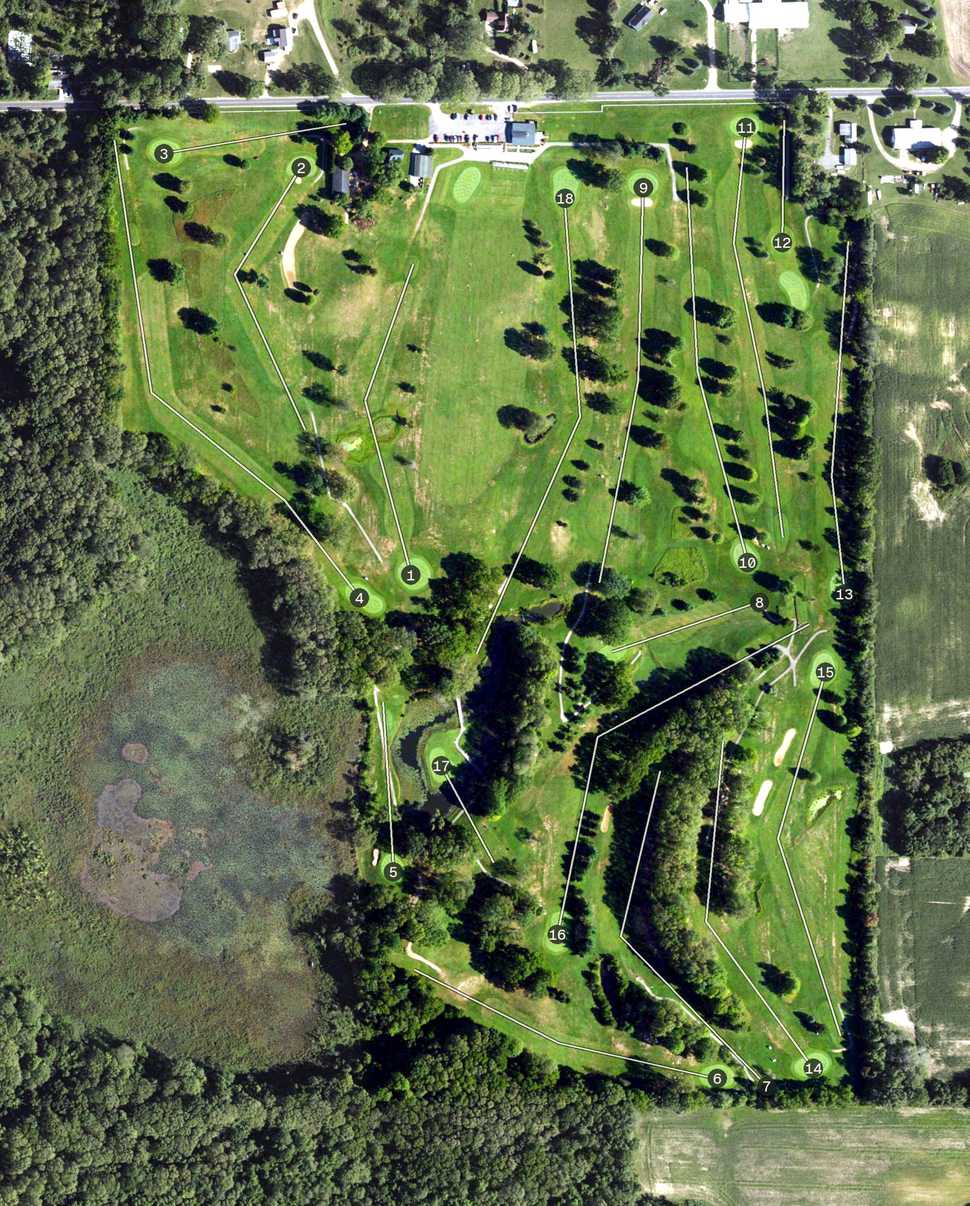 Aerial view of Shamrock Hills Golf Club, MI