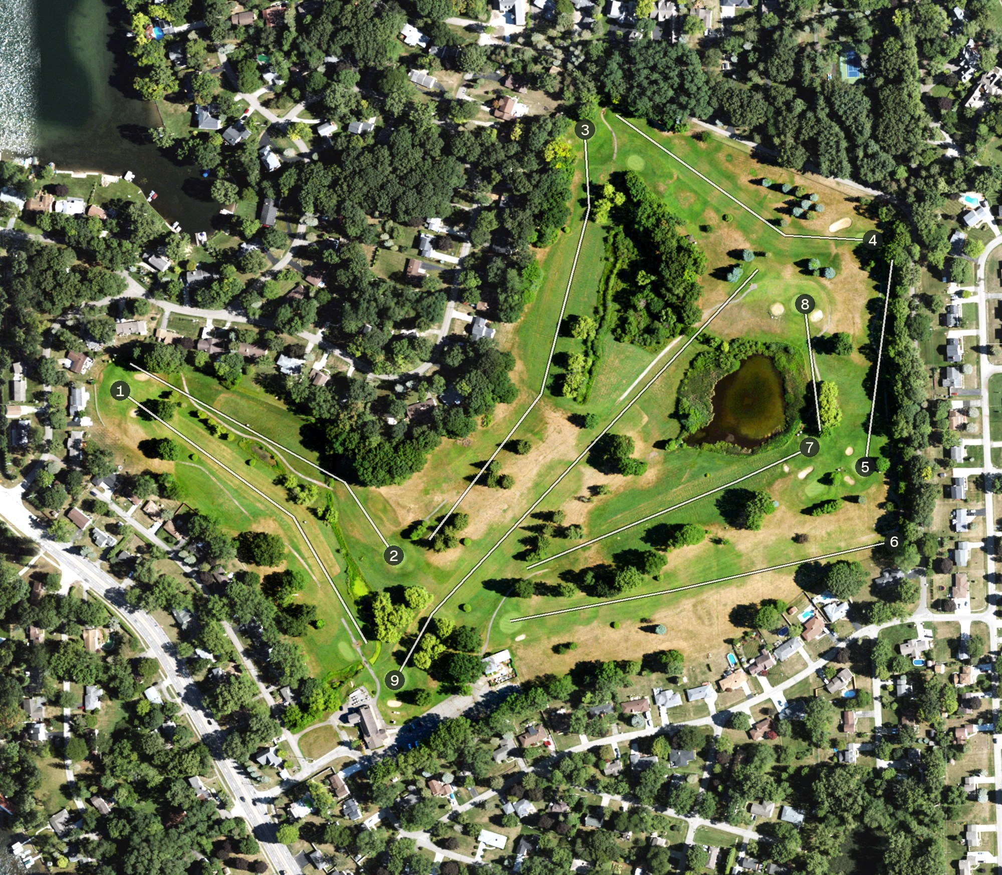 Aerial view of Silver Lake Golf Course, MI
