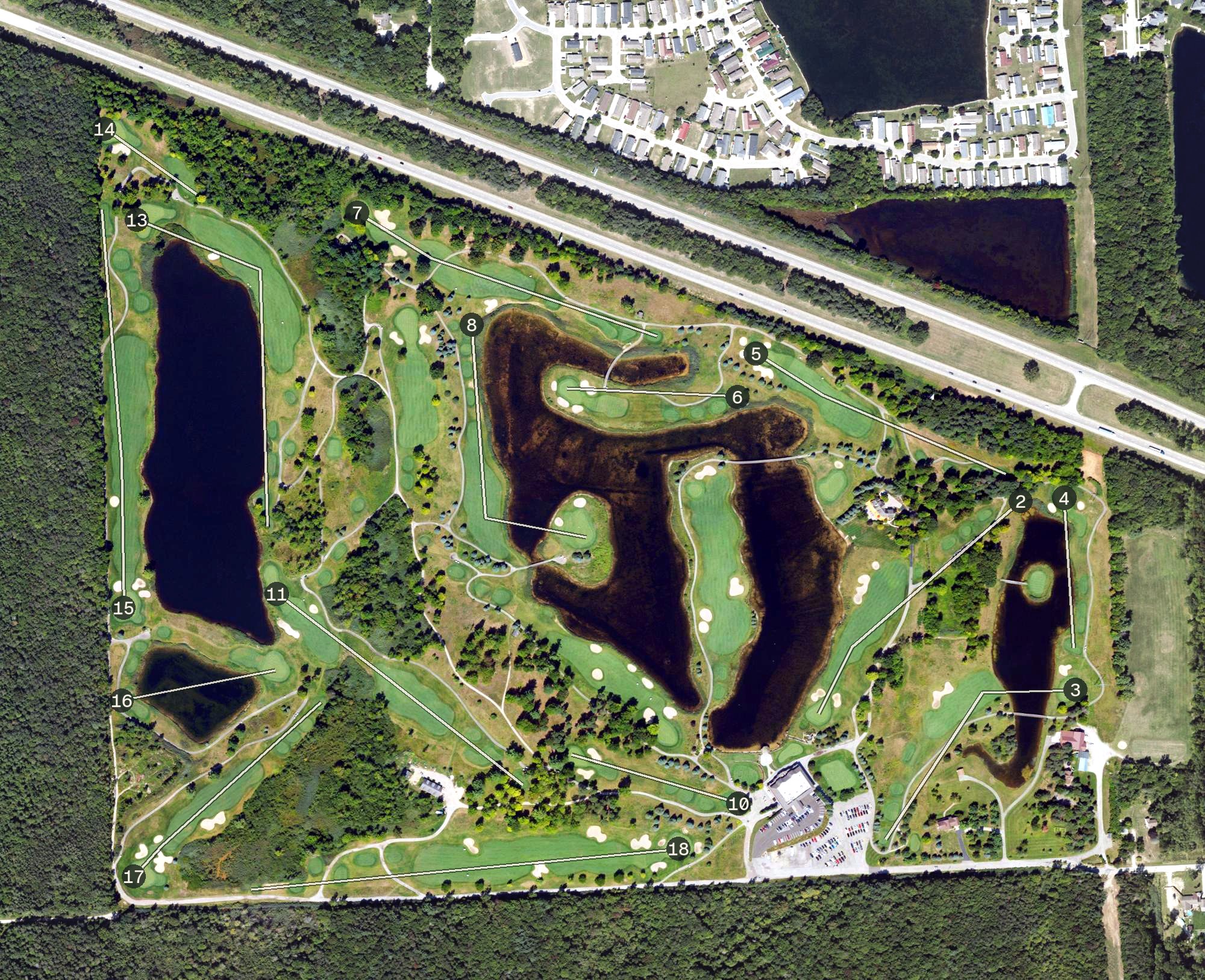 Aerial view of Solitude Links Golf Course & Banquet Center, MI