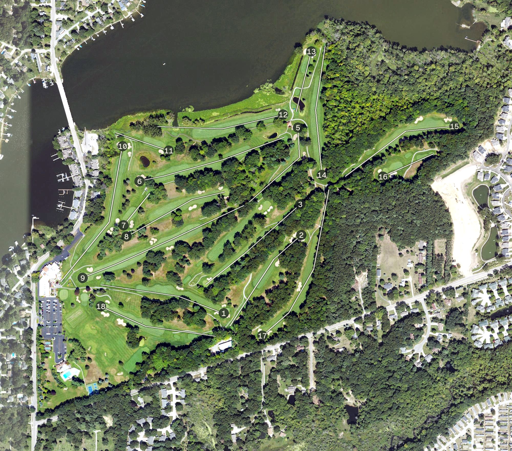 Aerial view of Spring Lake Country Club, MI