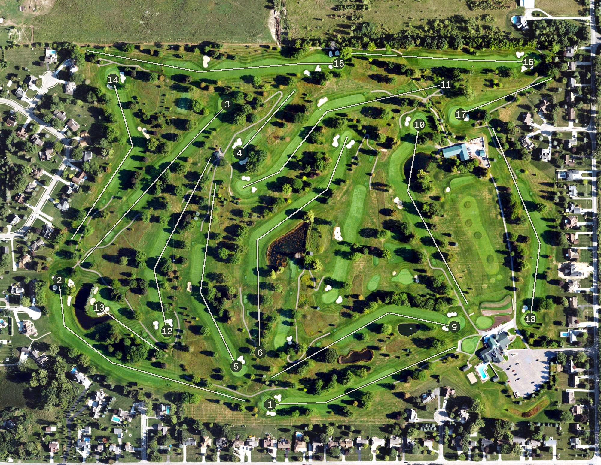 Aerial view of Spring Meadows Country Club, MI
