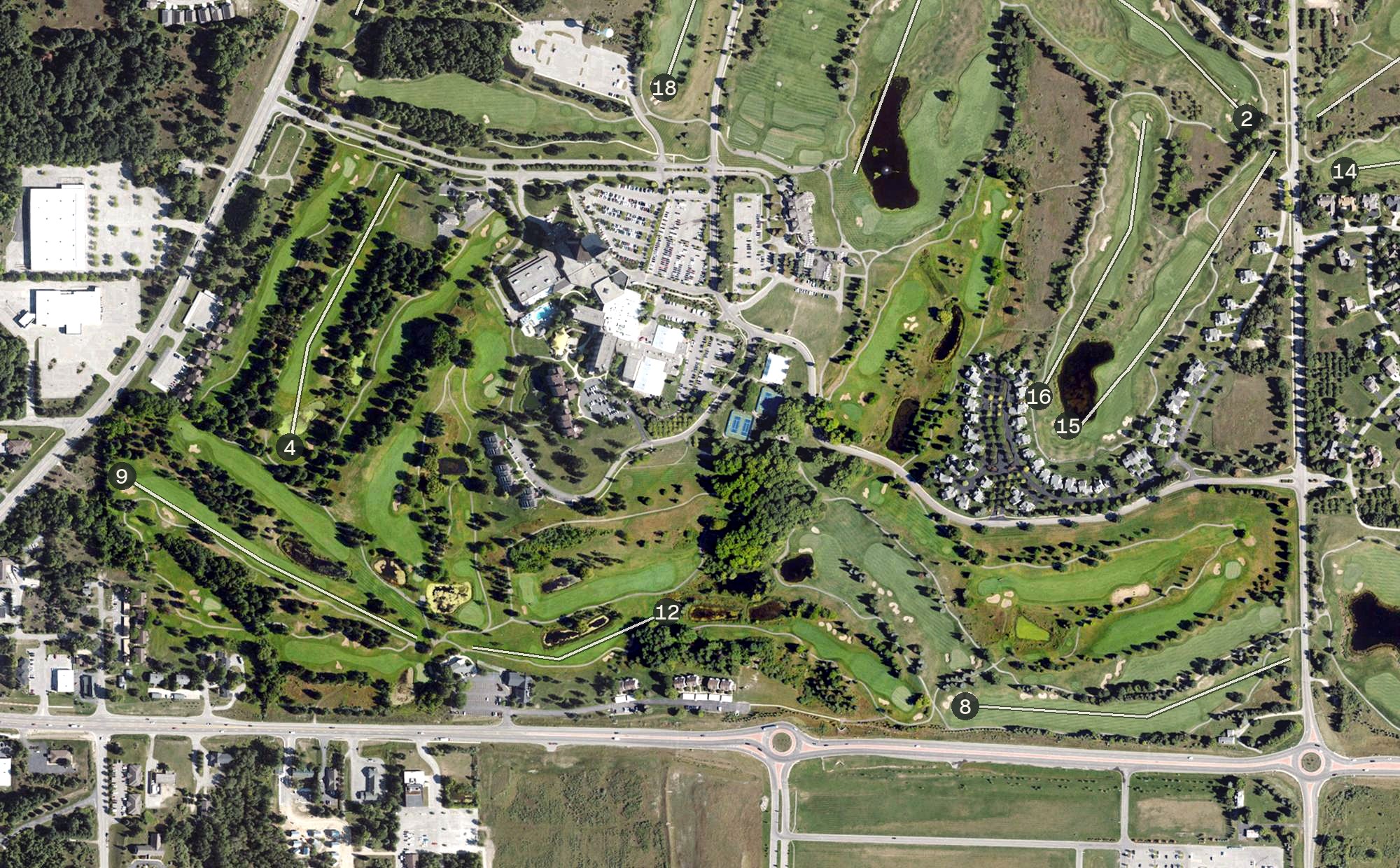 Aerial view of Spruce Run Golf Course, MI