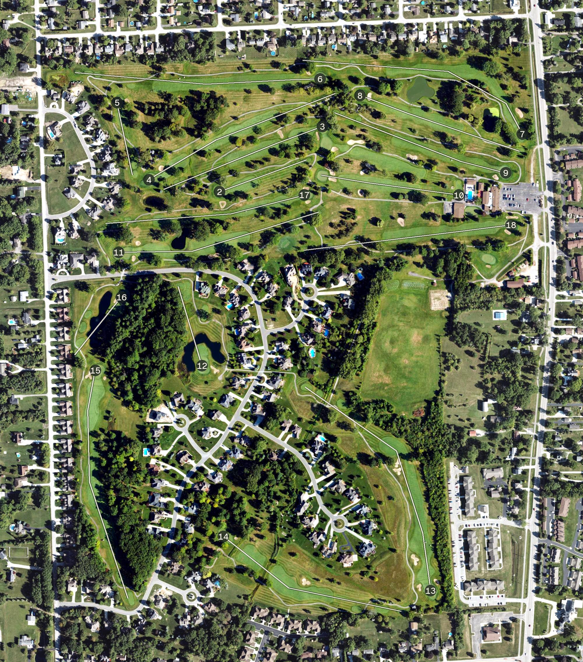 Aerial view of St. Clair Golf Club, MI