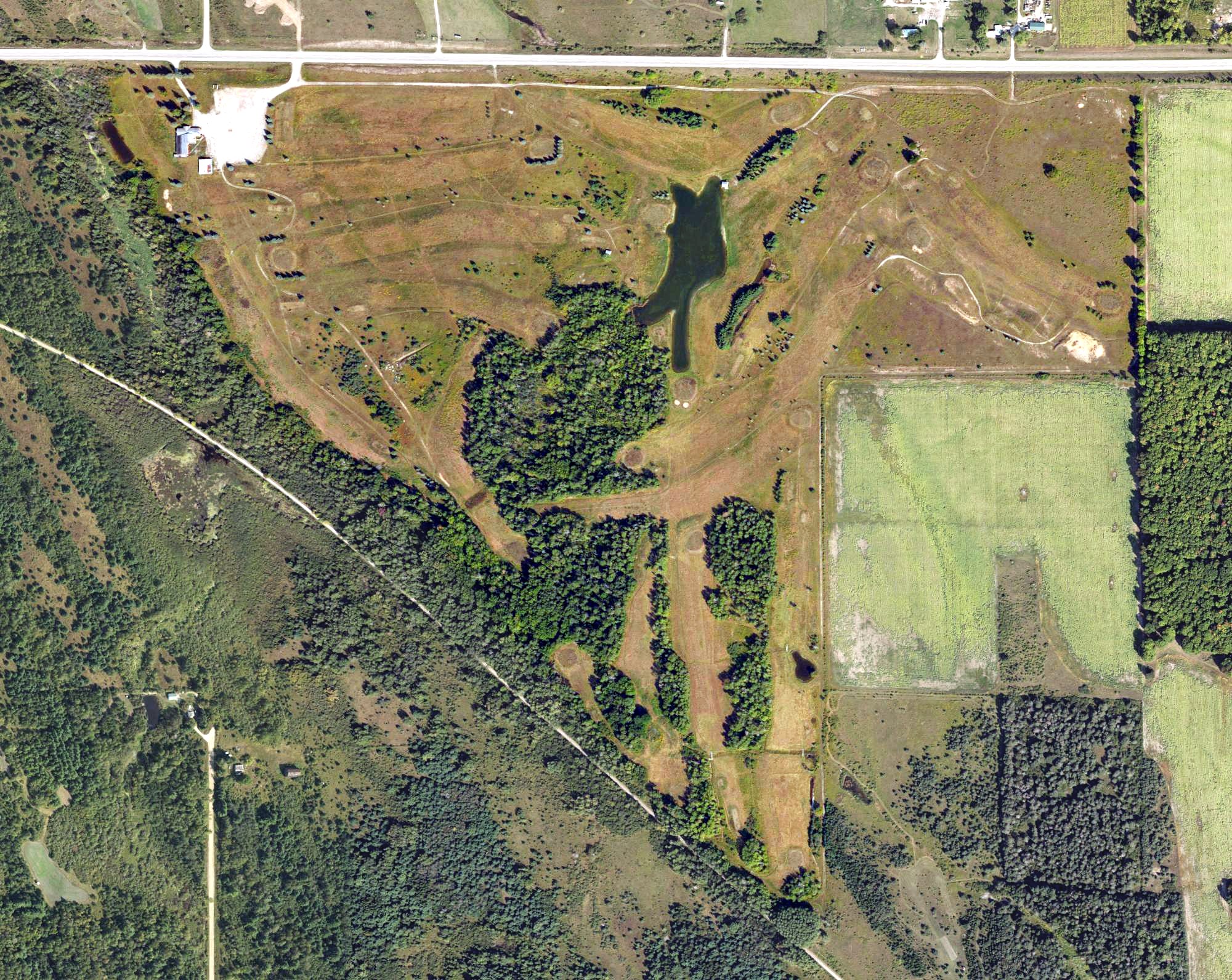 Aerial view of Stoney Links Golf Course (closed), MI
