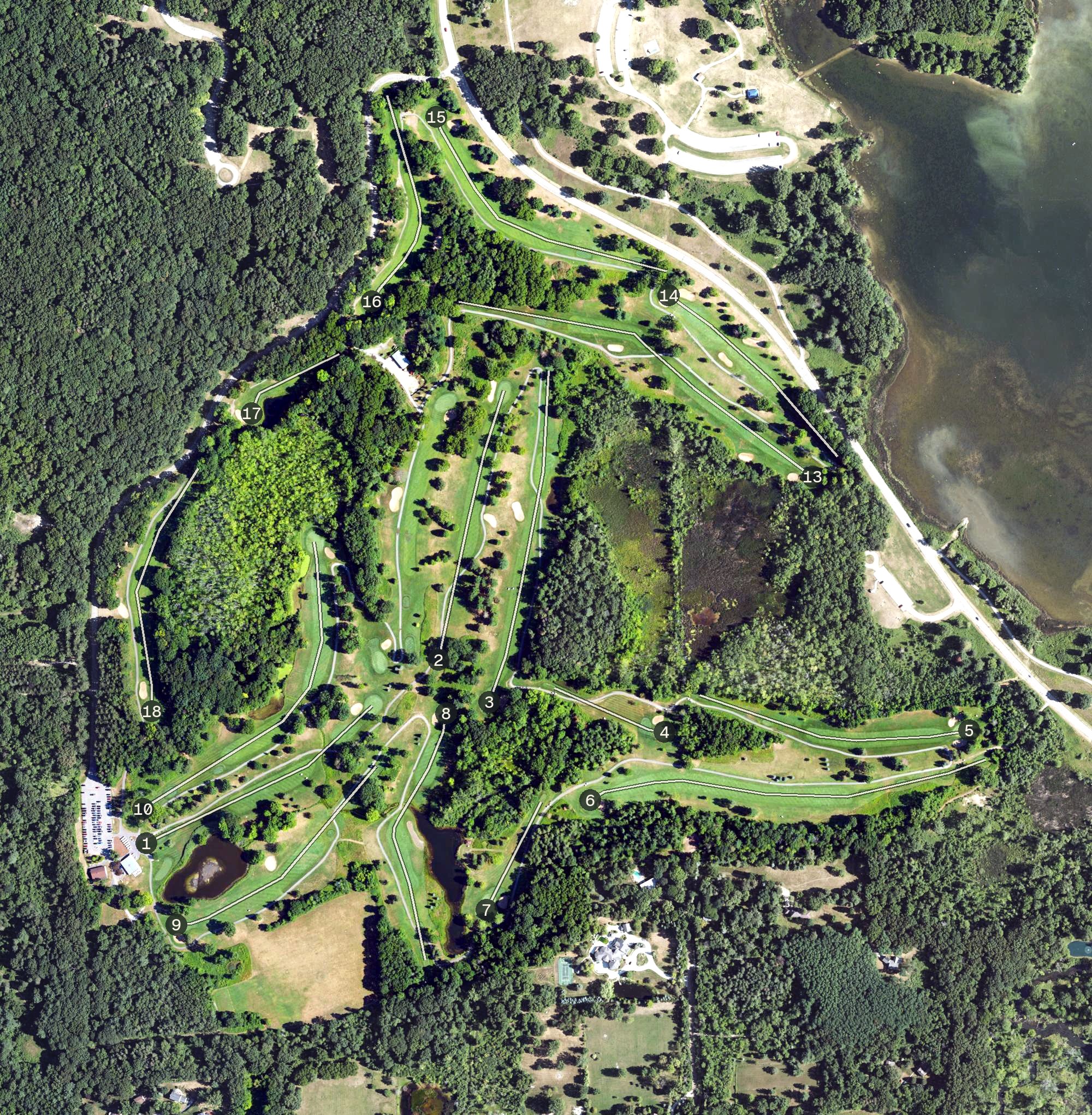 Aerial view of Stony Creek Metropark Golf Course, MI
