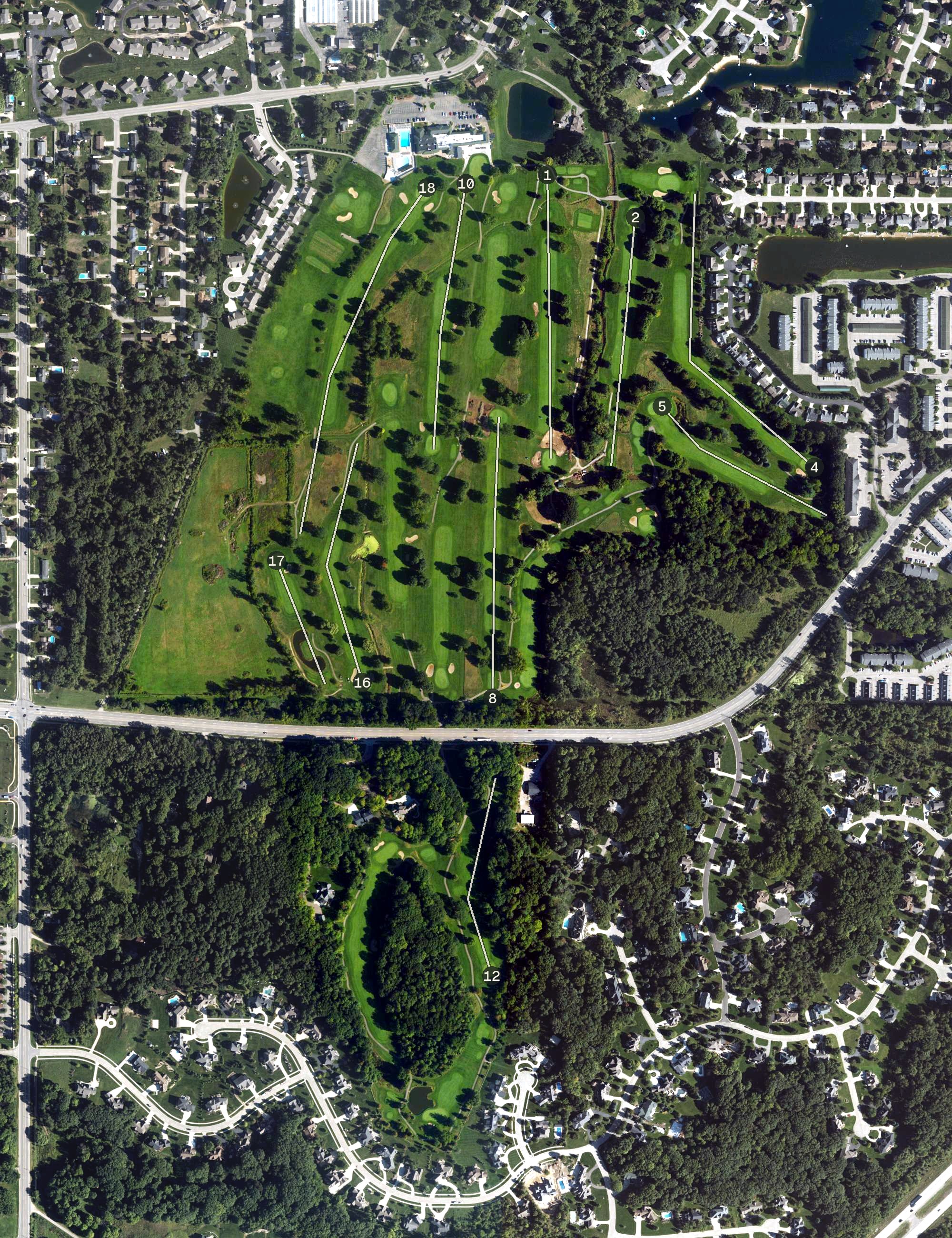 Aerial view of Sunnybrook Country Club, MI