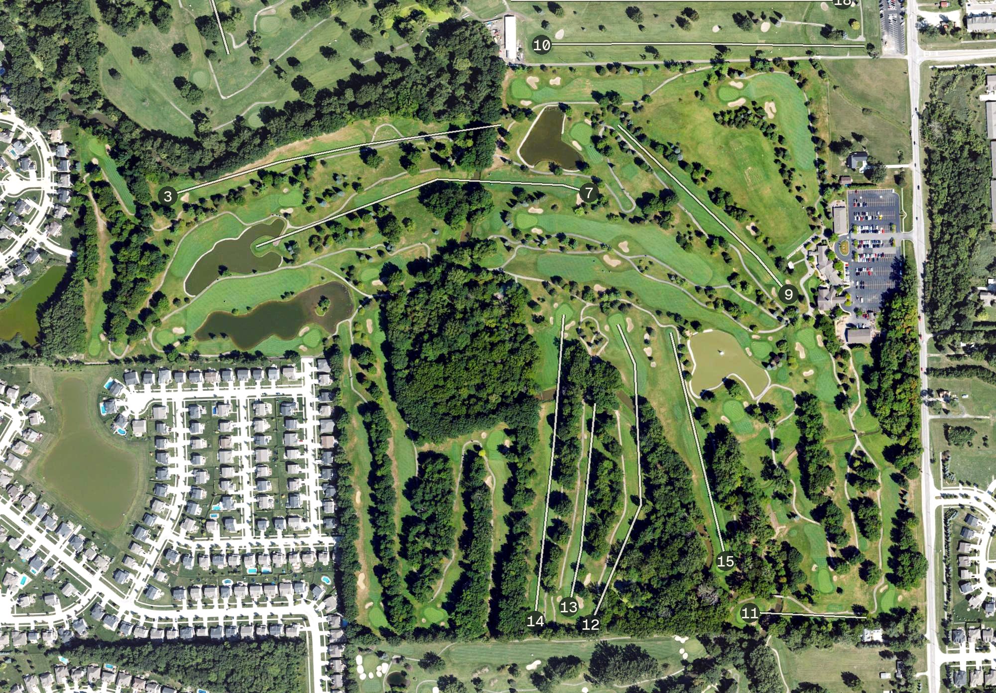 Aerial view of Sycamore Hills Golf Club, MI