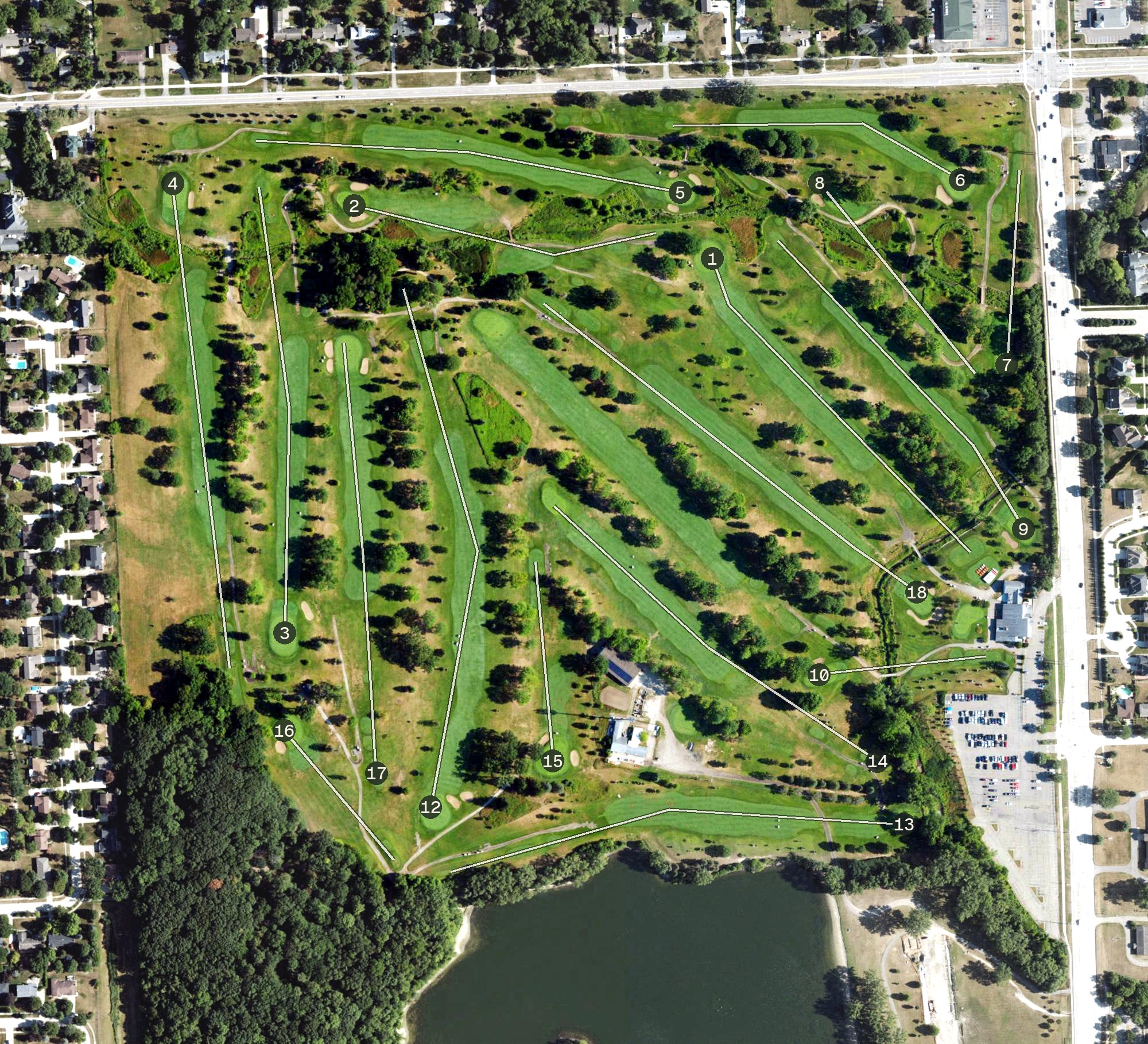 Aerial view of Sylvan Glen Golf Course, MI