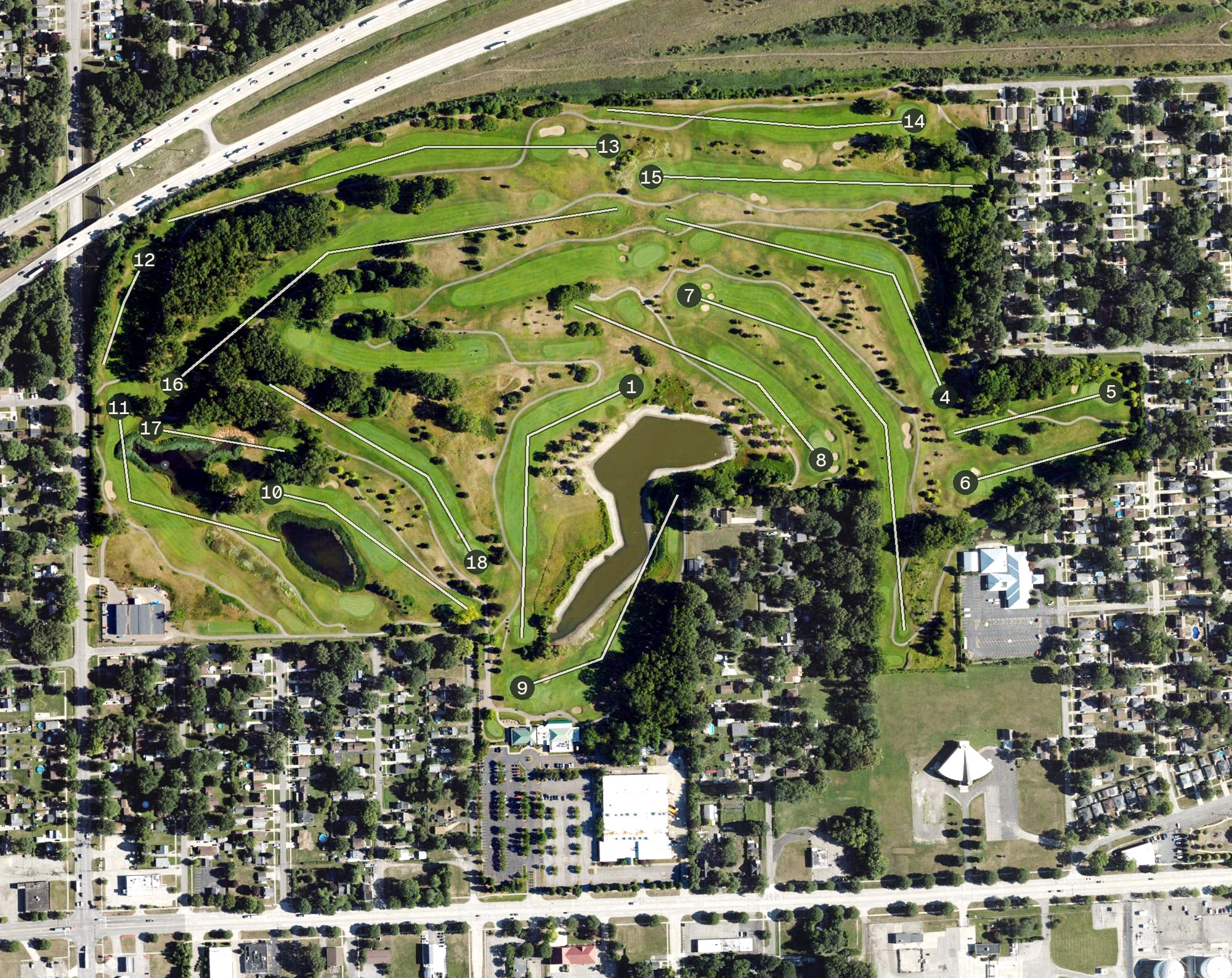 Aerial view of Taylor Meadows Golf Course, MI