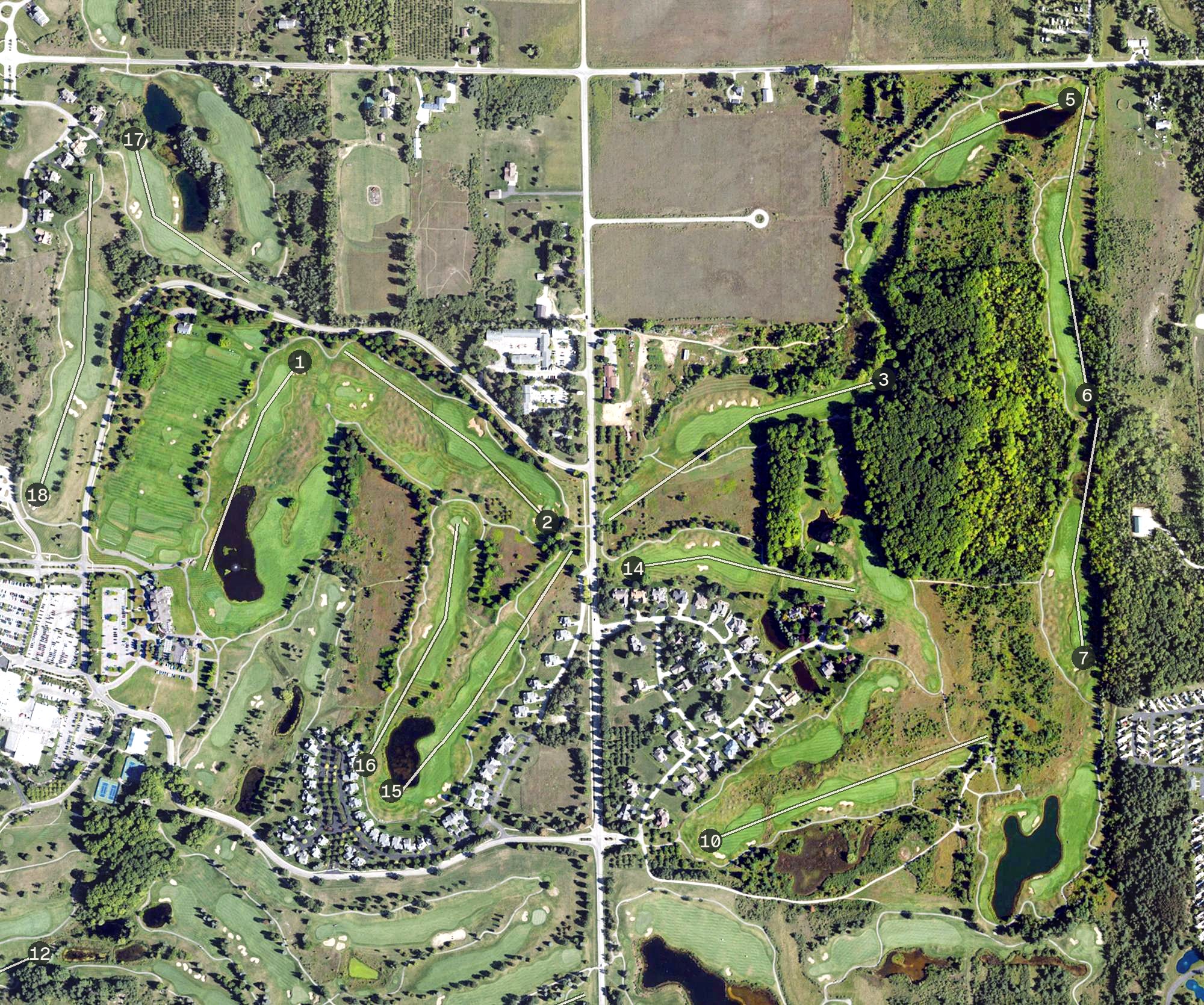 Aerial view of The Bear Golf Course, MI