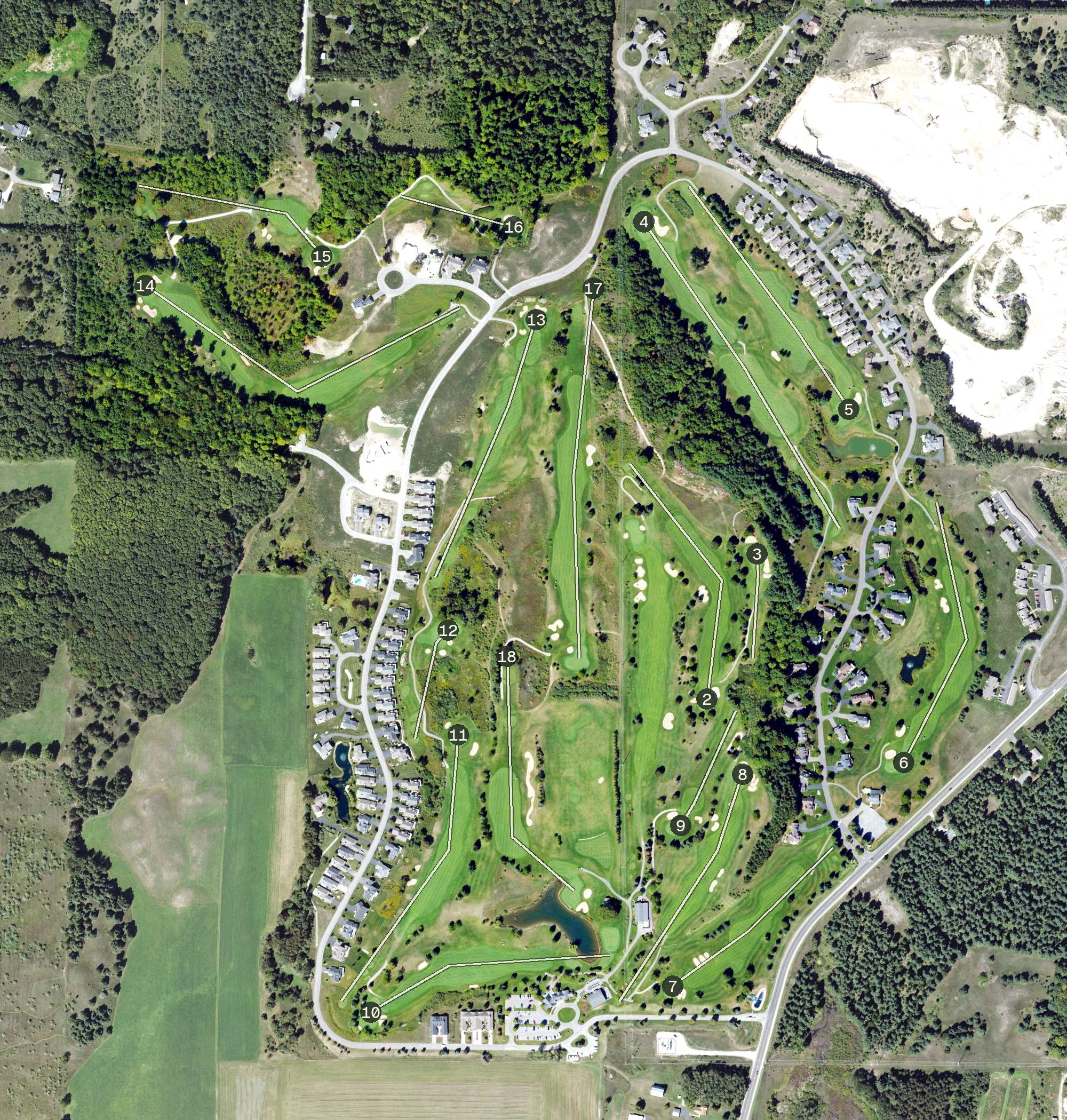 Aerial view of The Crown Golf Club, MI