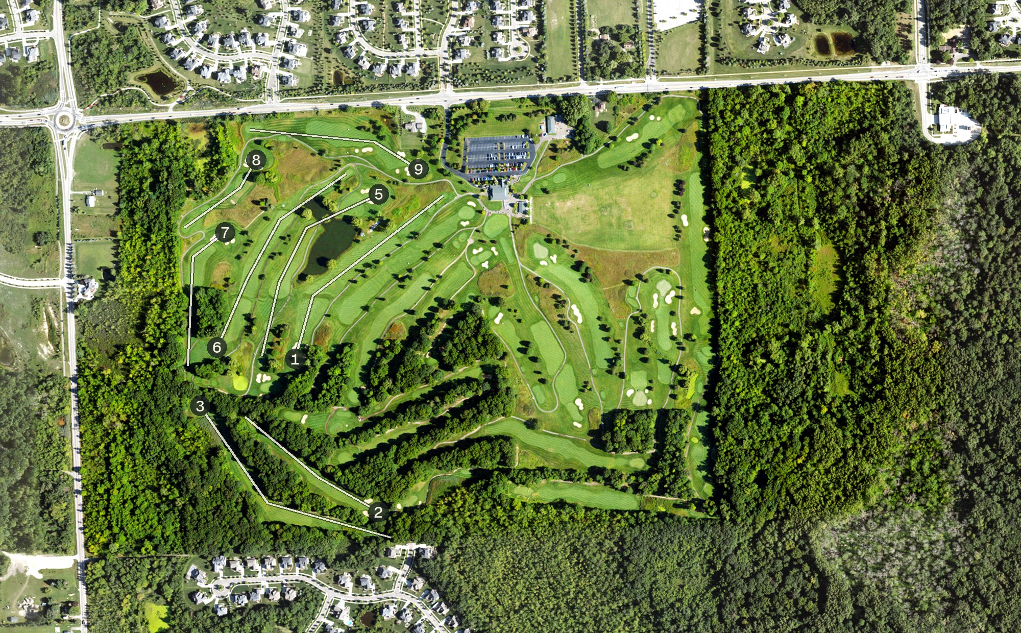Aerial view of The Links of Novi, MI
