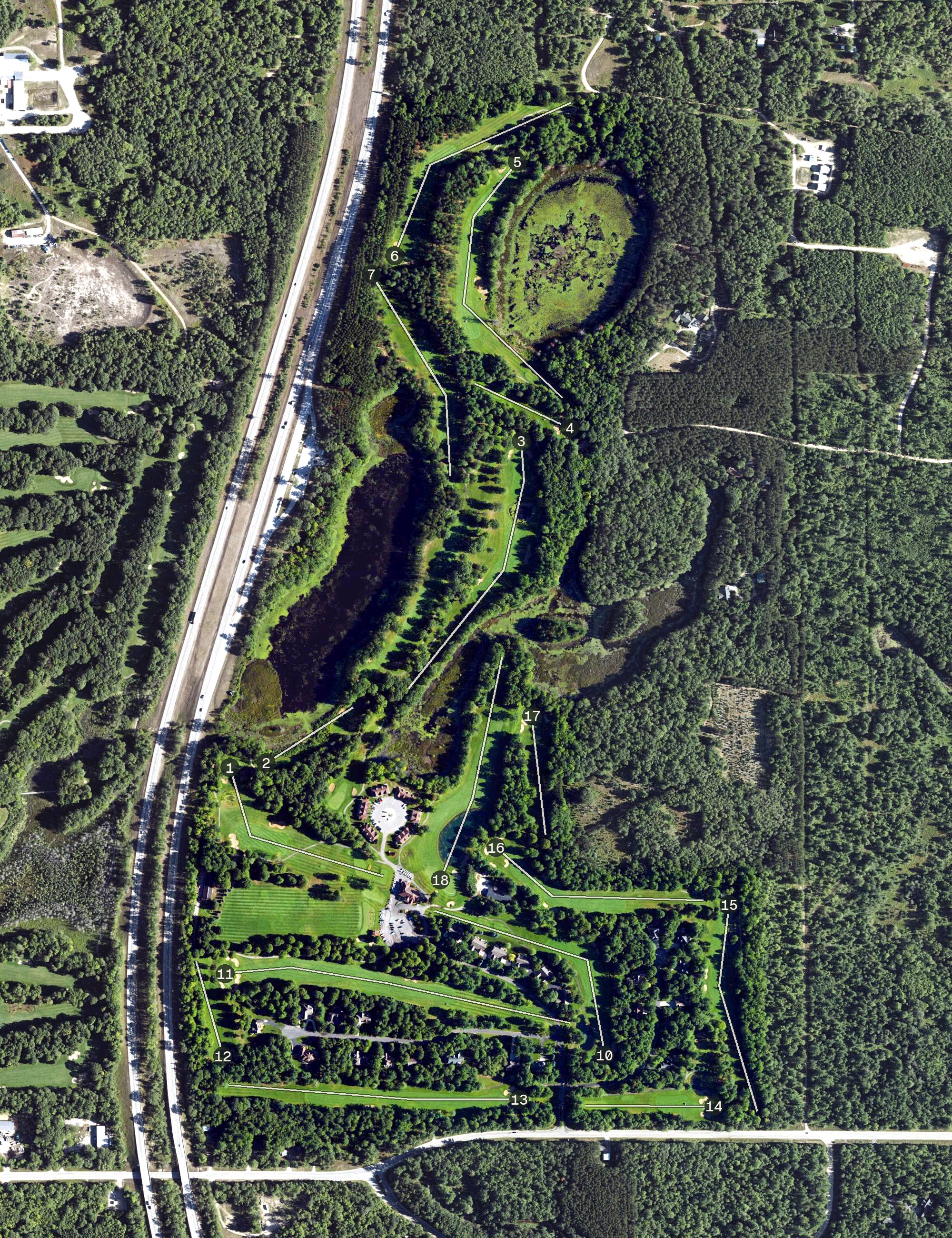Aerial view of The Loon Golf Resort, MI